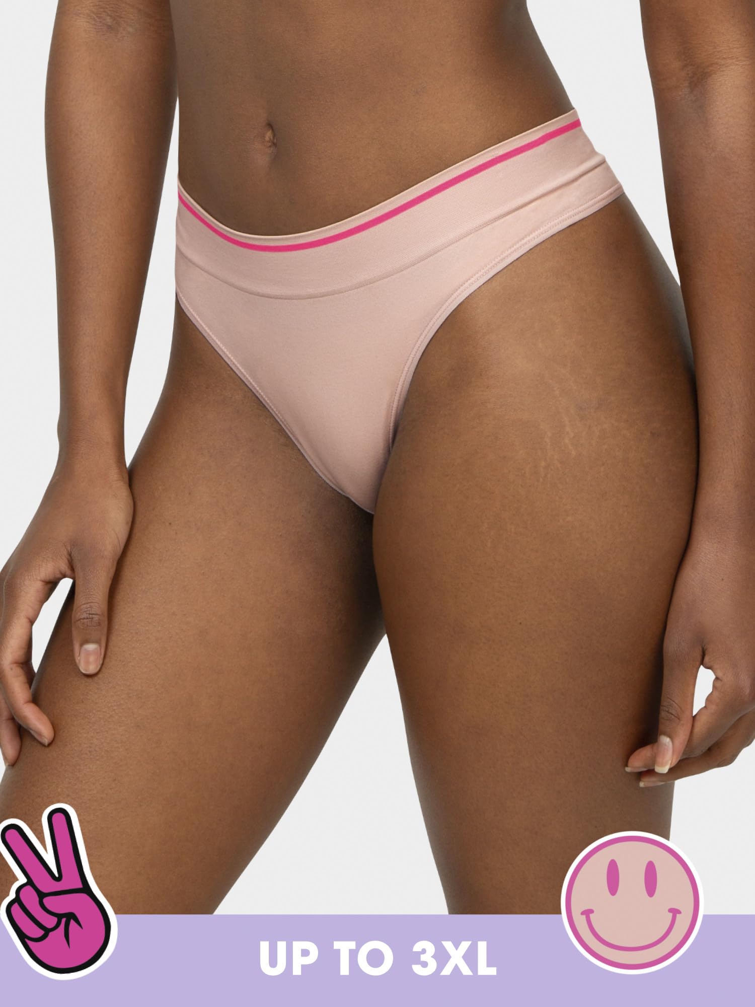 Fruit of the Loom A Fresh Collection Sneak Chic 3-Pack Women's Seamless Thong - For Ultimate Comfort & Invisible Style