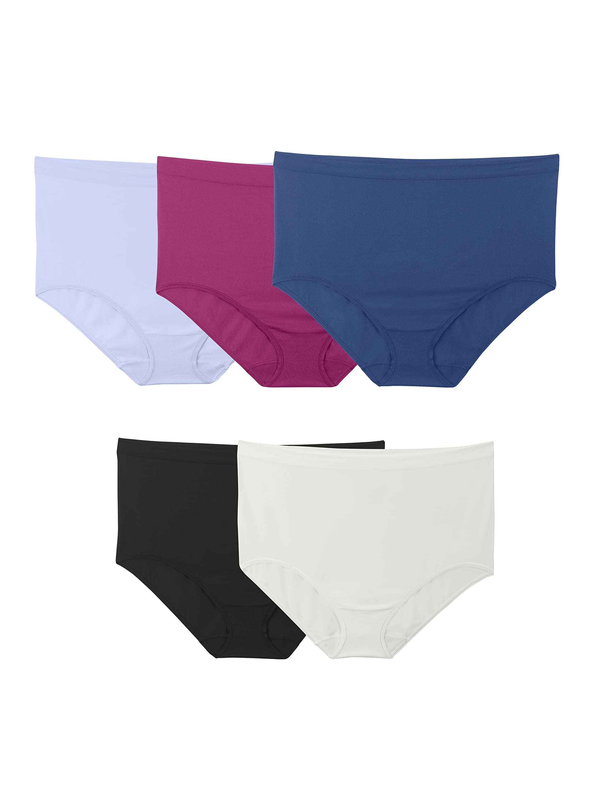 Fruit of the Loom Women's Plus Size Fit for Me Seamless Brief Panty, Assorted 5 Pack