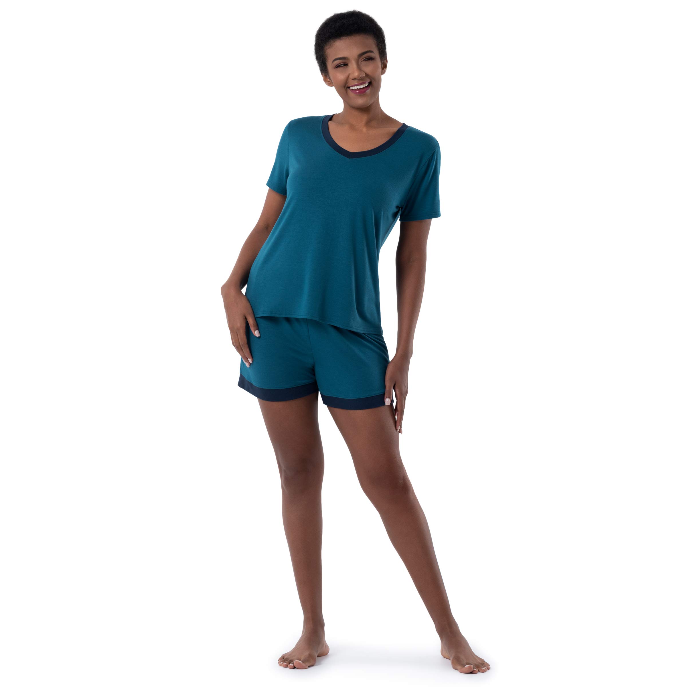 Fruit of the Loom Women's Short Sleeve Tee and Short 2 Piece Sleep Set