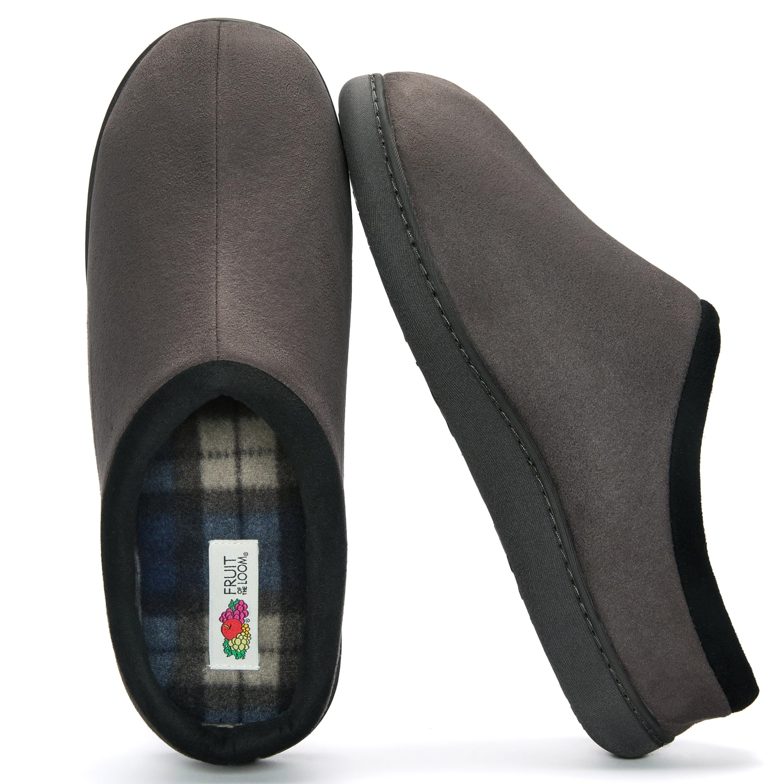 Fruit of the Loom Slipper for Men - Microsuede Clog - Comfortable, Memory Foam Sole, Indoor/Outdoor, Machine Washable
