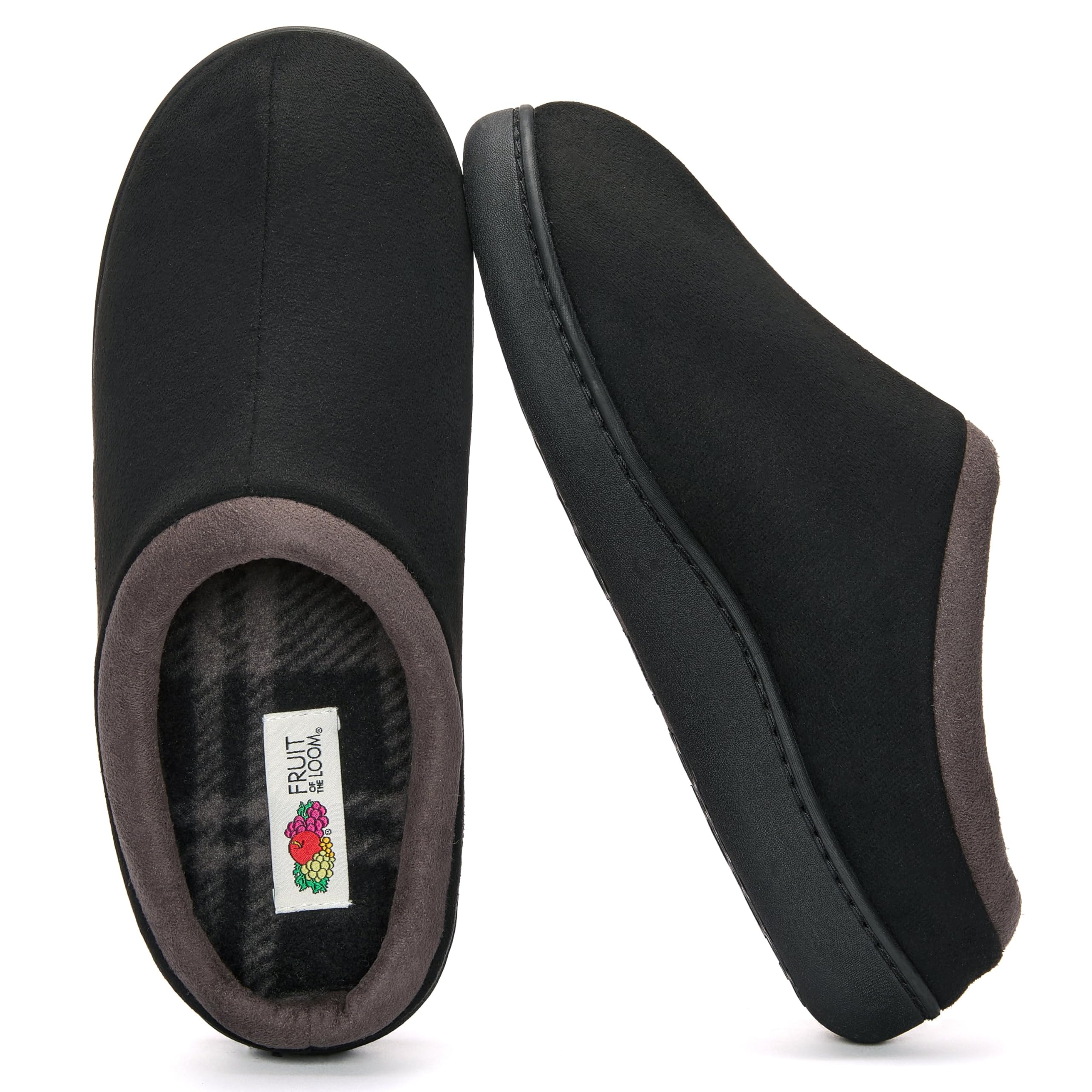 Fruit of the Loom Slipper for Men - Microsuede Clog - Comfortable, Memory Foam Sole, Indoor/Outdoor, Machine Washable