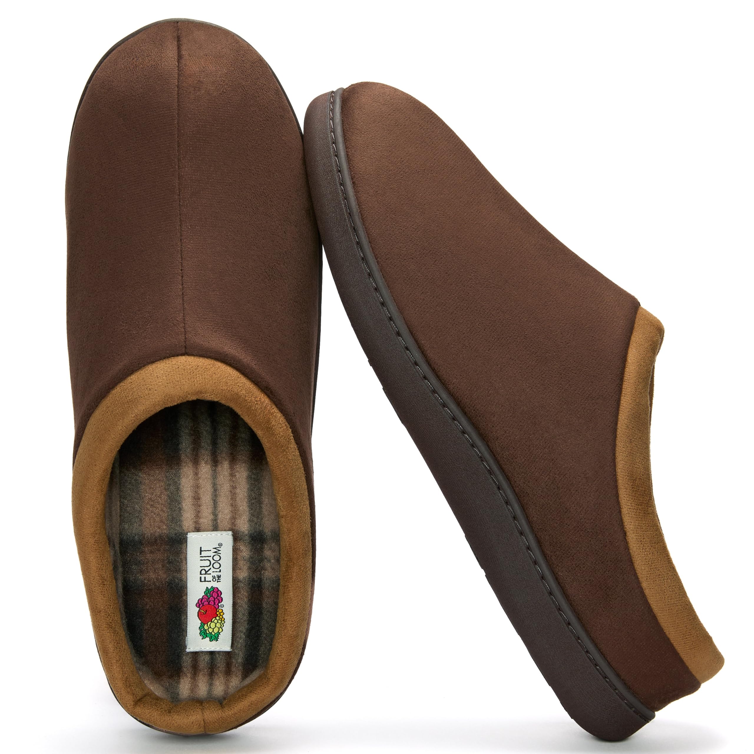 Fruit of the Loom Slipper for Men - Microsuede Clog - Comfortable, Memory Foam Sole, Indoor/Outdoor, Machine Washable