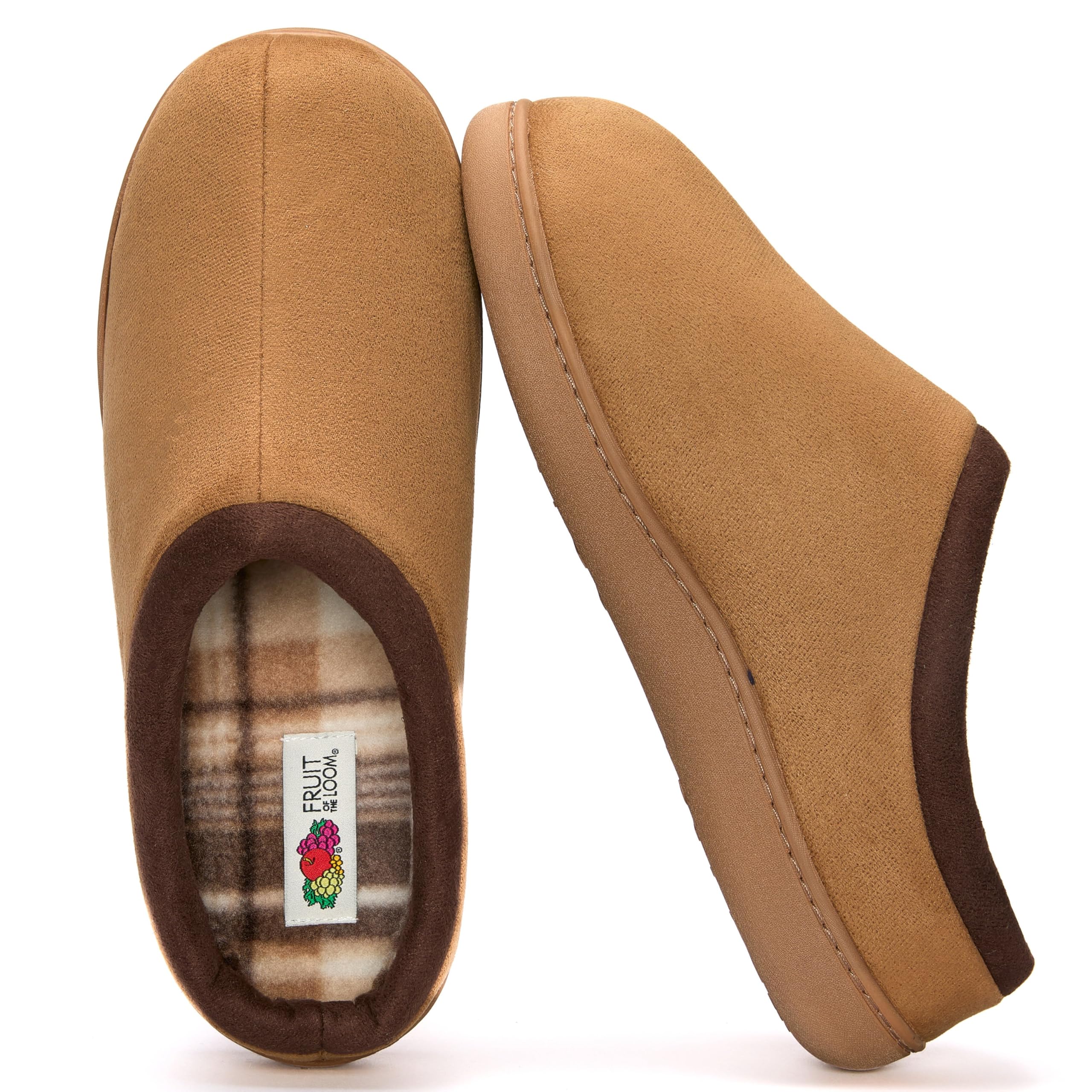 Fruit of the Loom Slipper for Men - Microsuede Clog - Comfortable, Memory Foam Sole, Indoor/Outdoor, Machine Washable