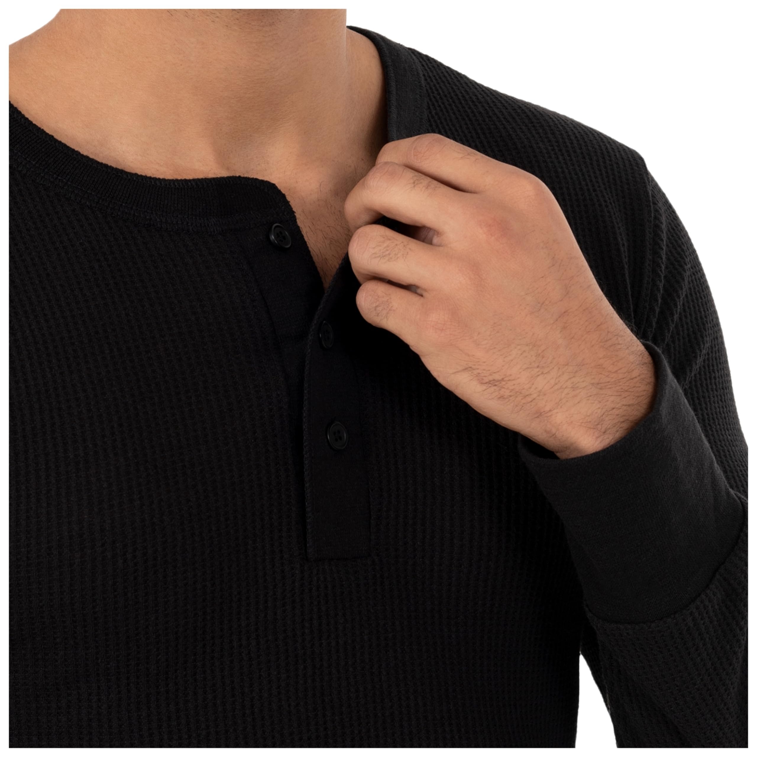 Fruit of the Loom mens Recycled Waffle Thermal Underwear Henley Top