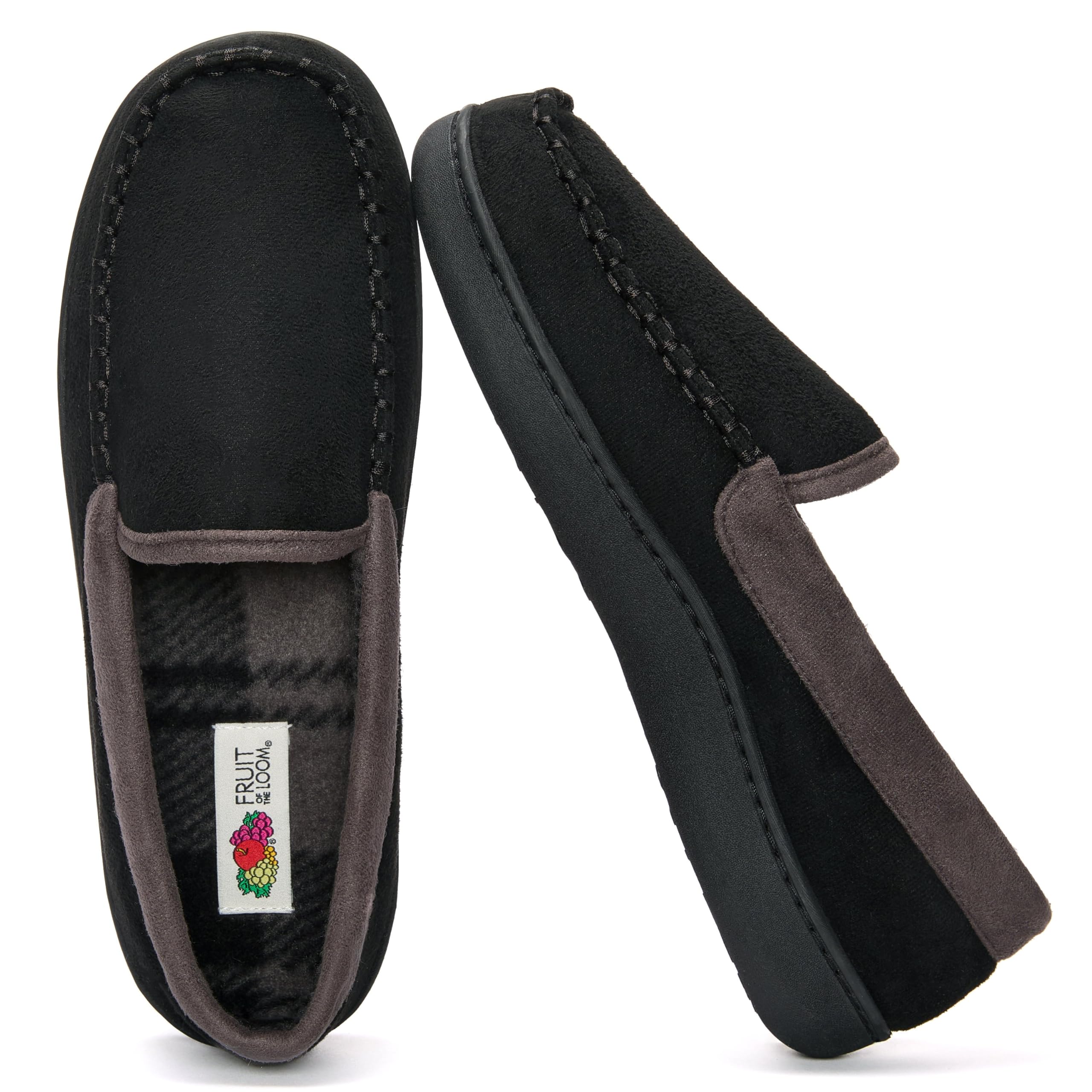 Fruit of the Loom Moccasin Slippers For Men, Memory Foam Sole, Indoor Outdoor
