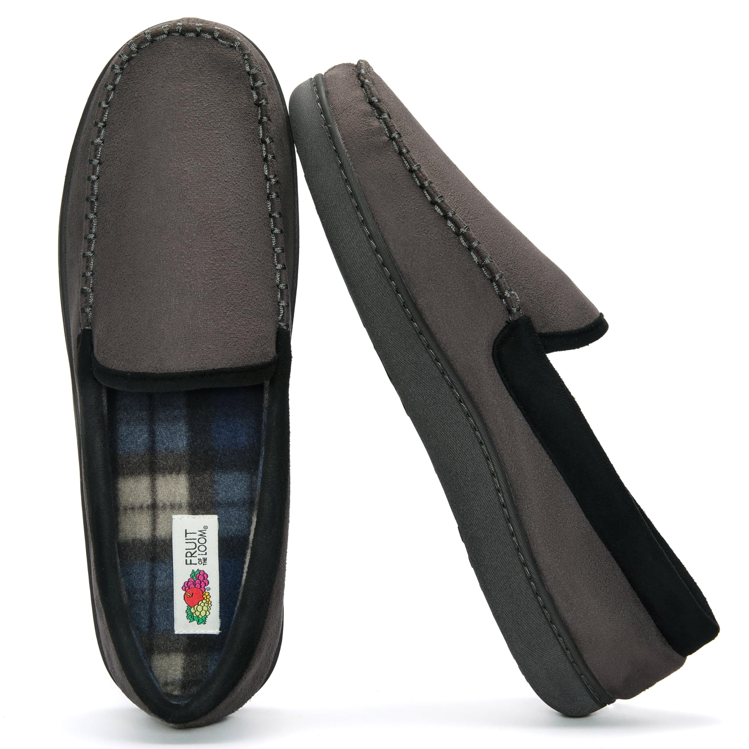 Fruit of the Loom Moccasin Slippers For Men, Memory Foam Sole, Indoor Outdoor