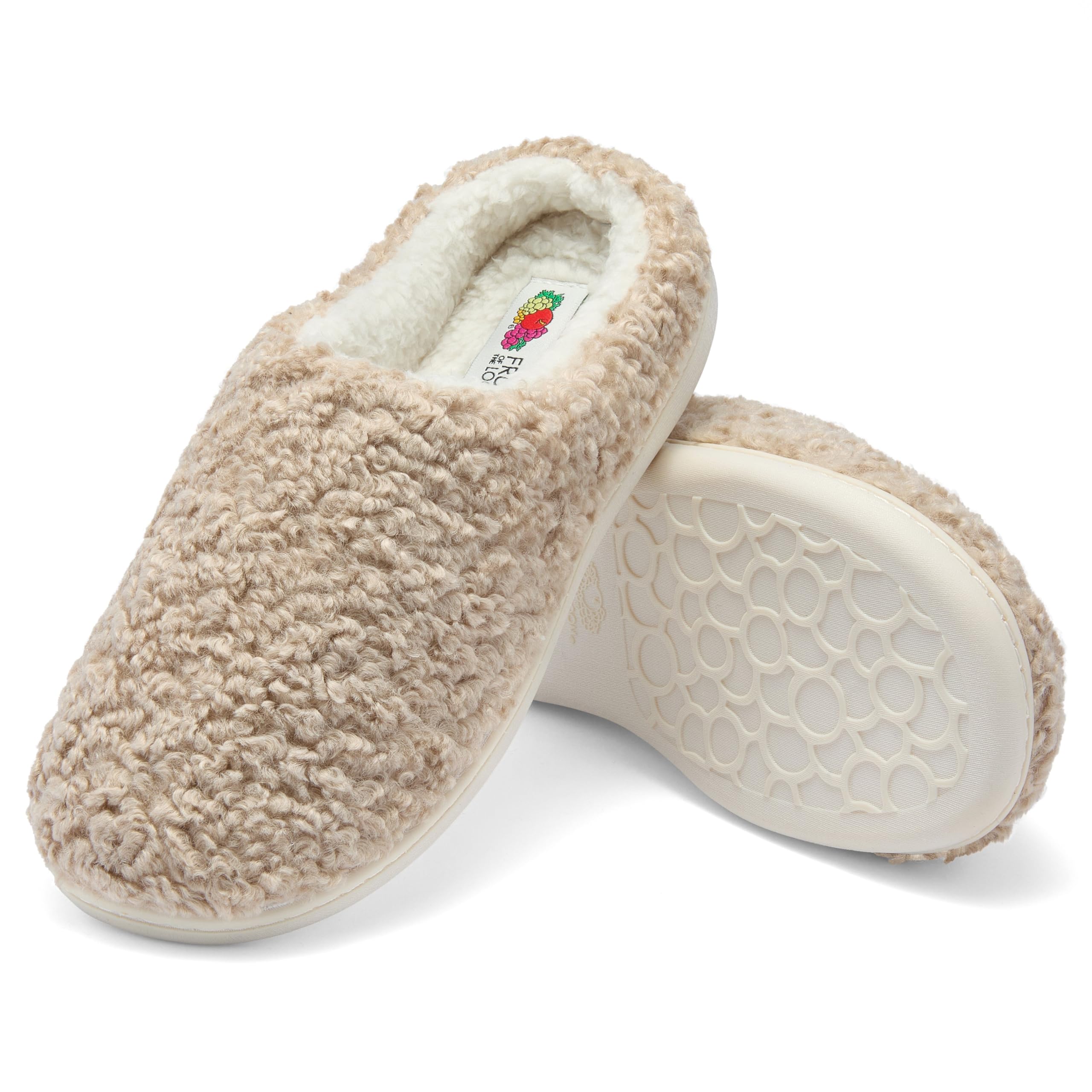 Fruit of the Loom House Slippers For Women, Memory Foam Insole, Indoor Outdoor, Comfy, Berber Loafer
