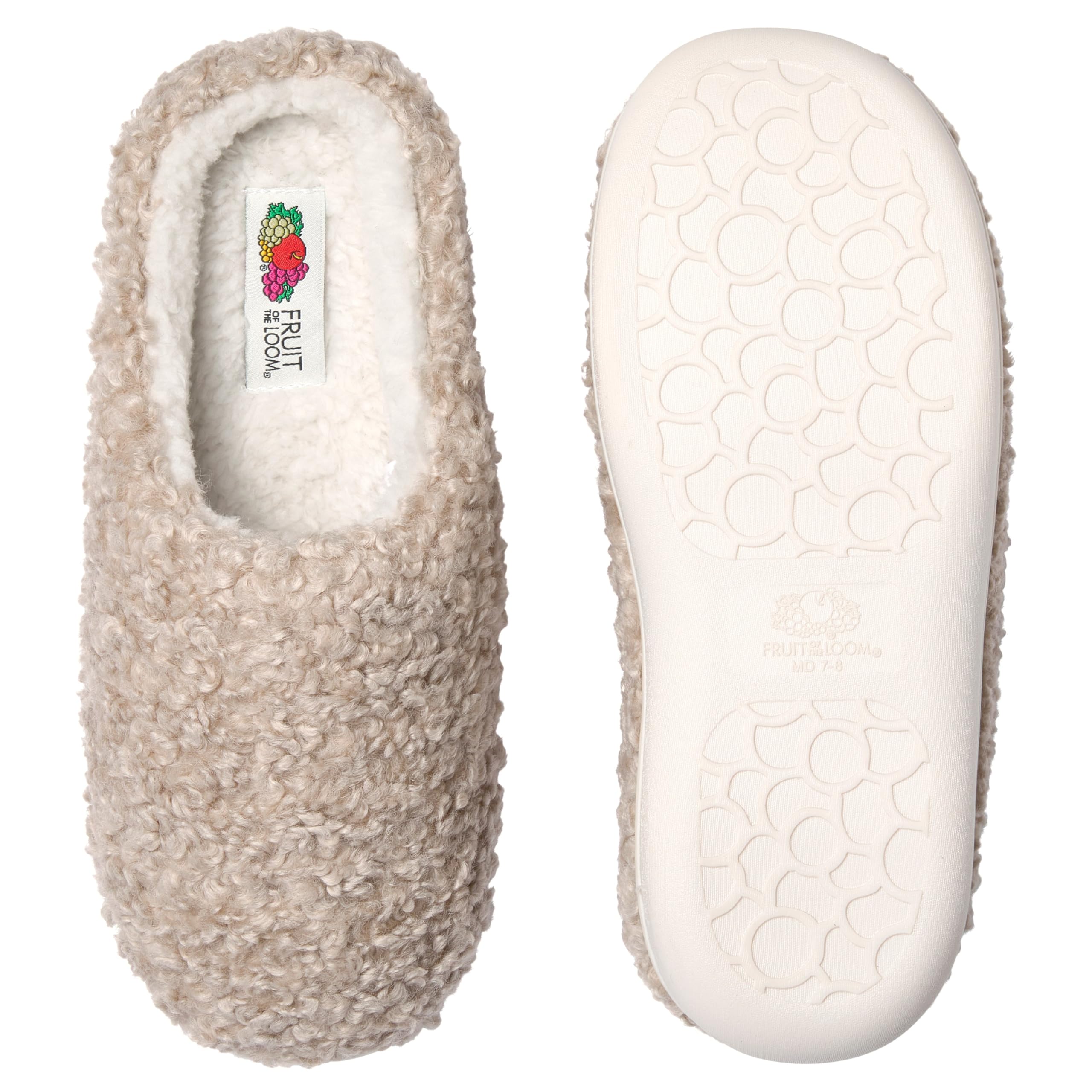 Fruit of the Loom House Slippers For Women, Memory Foam Insole, Indoor Outdoor, Comfy, Berber Loafer