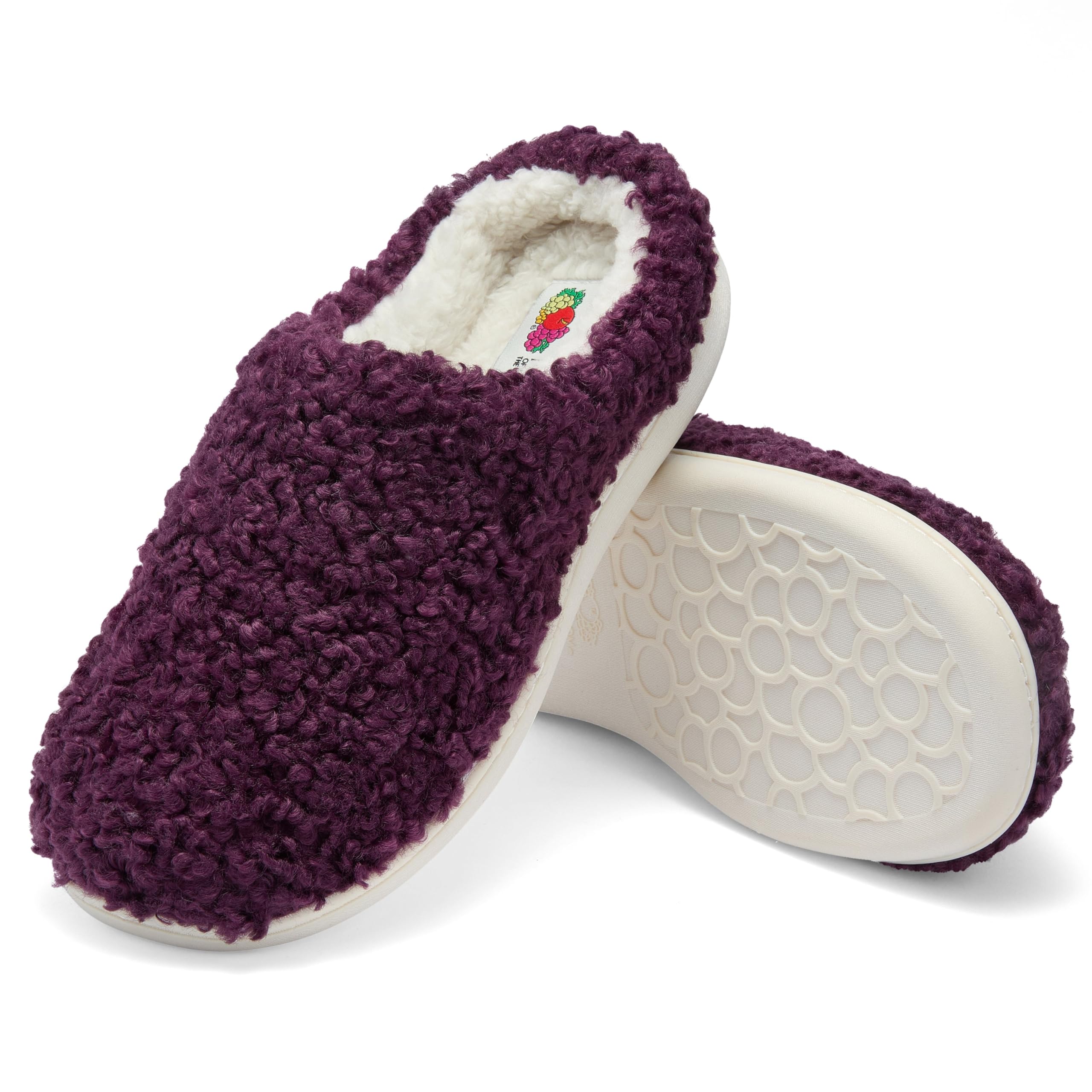 Fruit of the Loom House Slippers For Women, Memory Foam Insole, Indoor Outdoor, Comfy, Berber Loafer