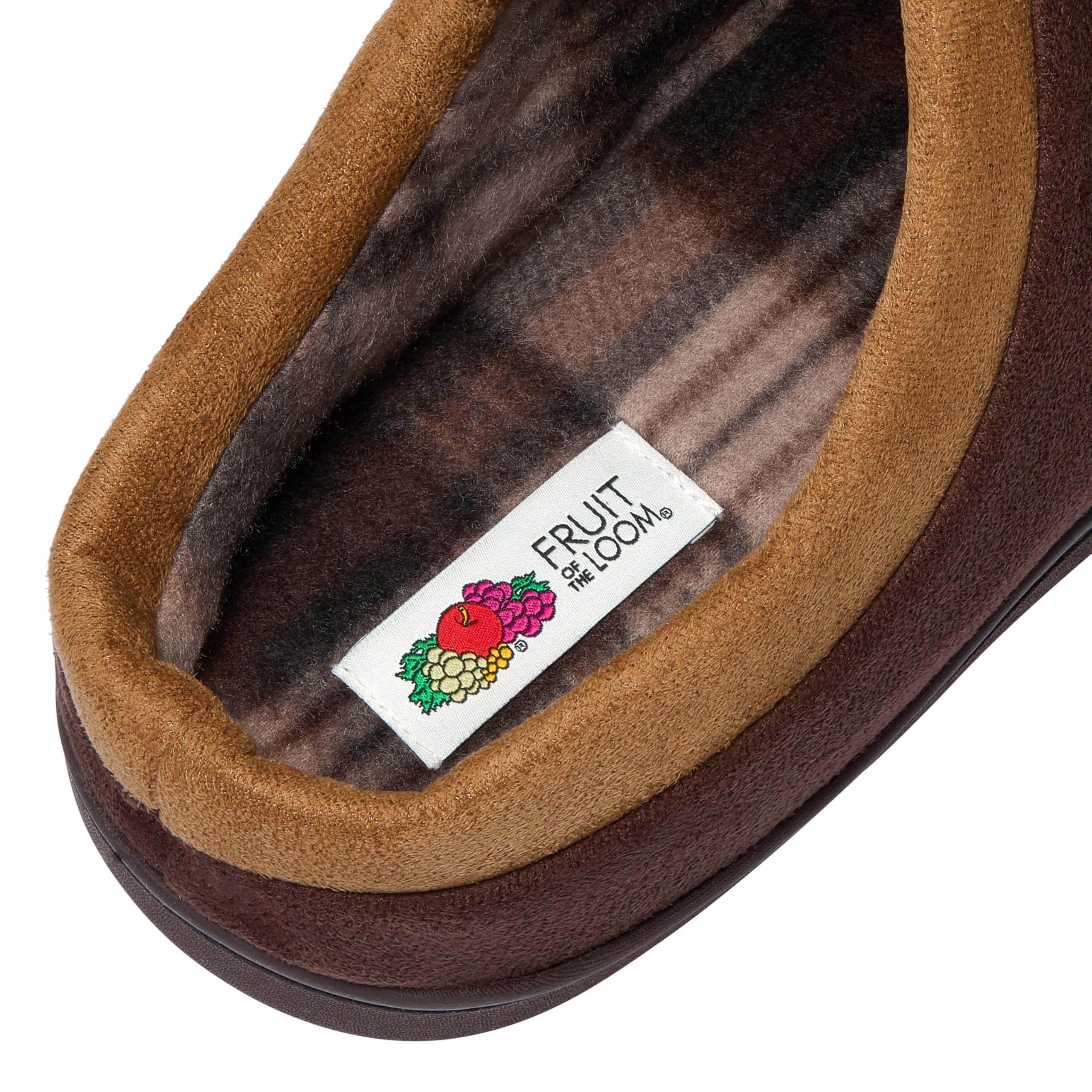 Fruit of the Loom Slipper for Men - Microsuede Clog - Comfortable, Memory Foam Sole, Indoor/Outdoor, Machine Washable