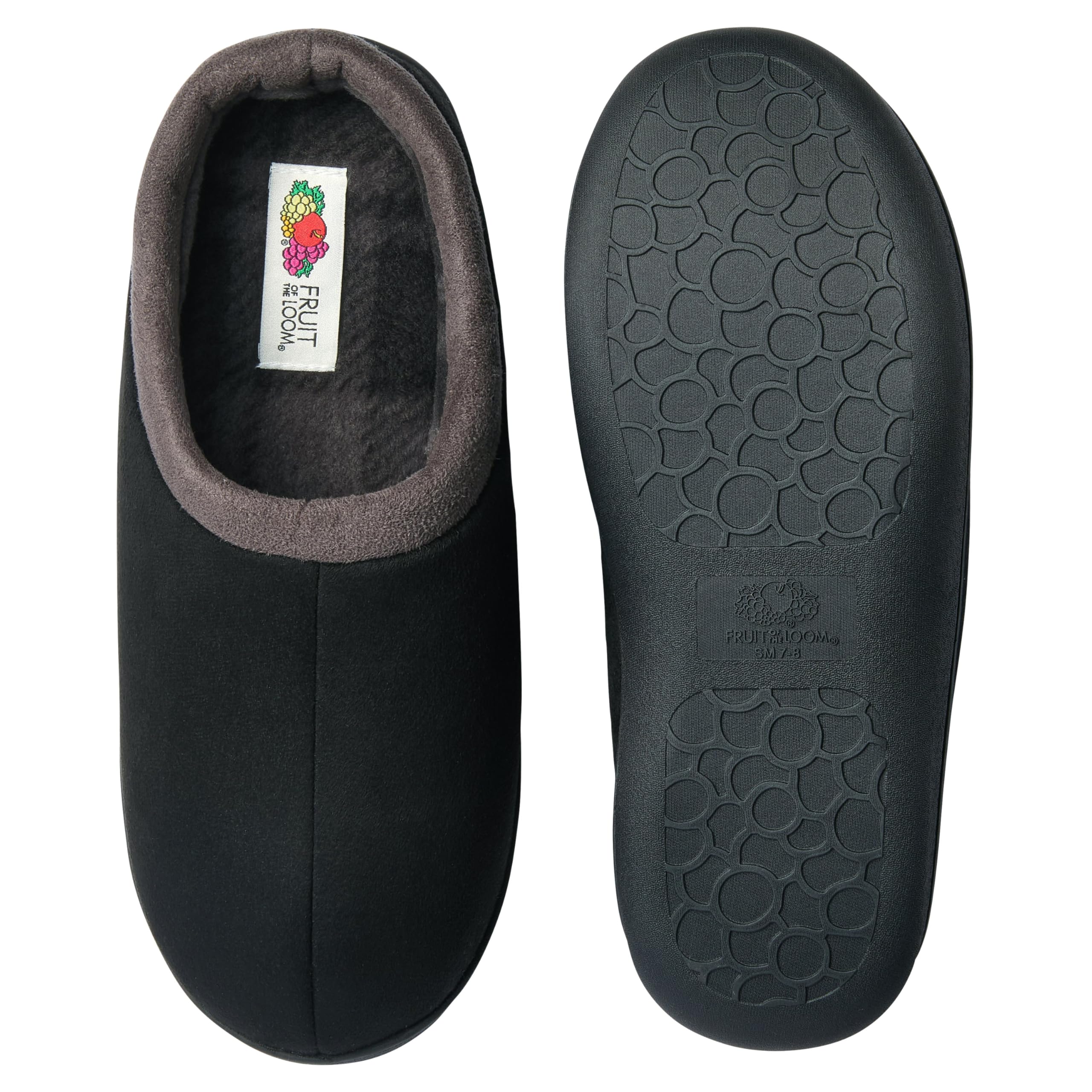 Fruit of the Loom Slipper for Men - Microsuede Clog - Comfortable, Memory Foam Sole, Indoor/Outdoor, Machine Washable