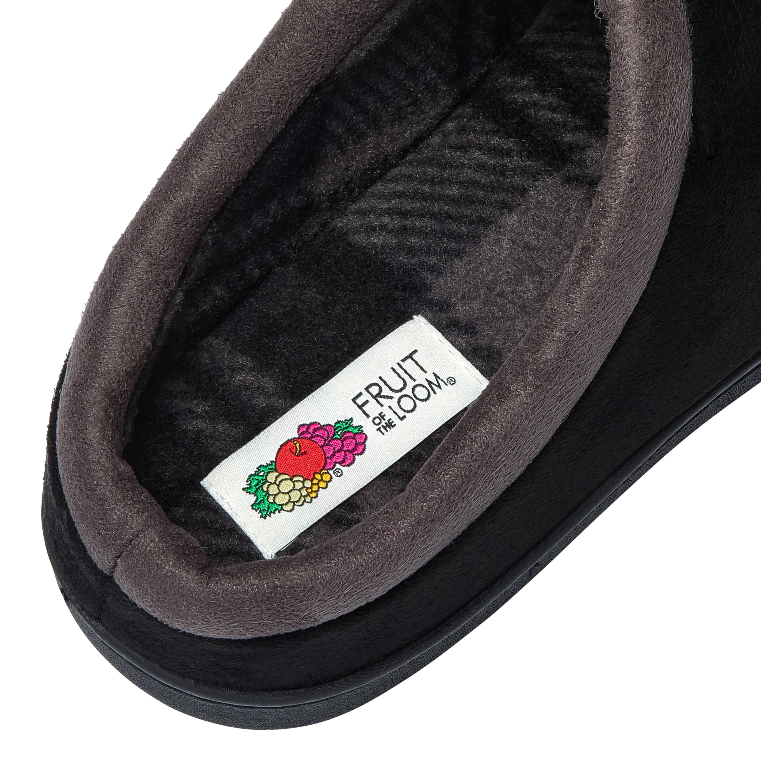 Fruit of the Loom Slipper for Men - Microsuede Clog - Comfortable, Memory Foam Sole, Indoor/Outdoor, Machine Washable