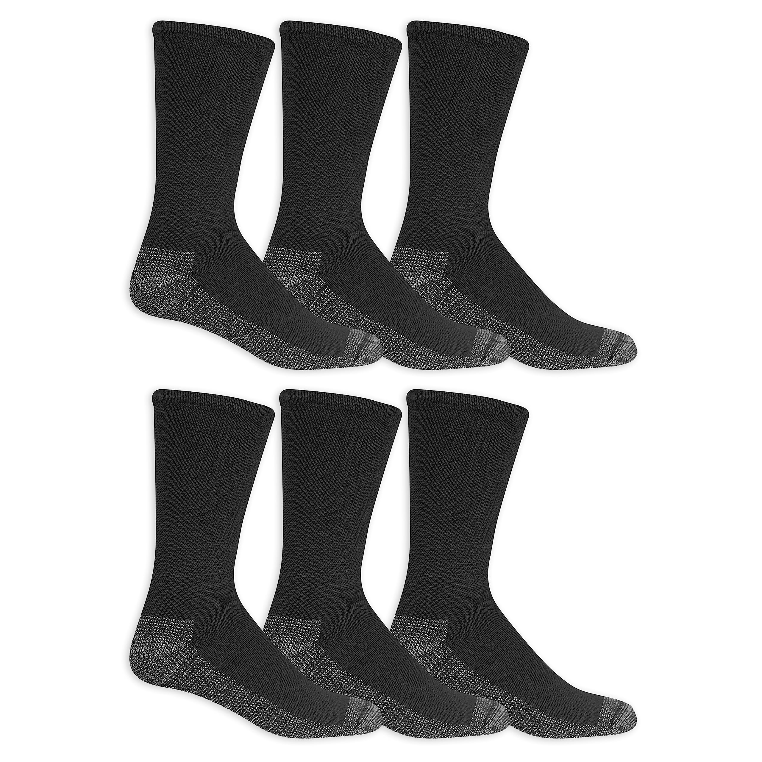 Fruit of the Loom Men's Essential 6 Pair Pack Casual Socks with Cushion and Arch Support