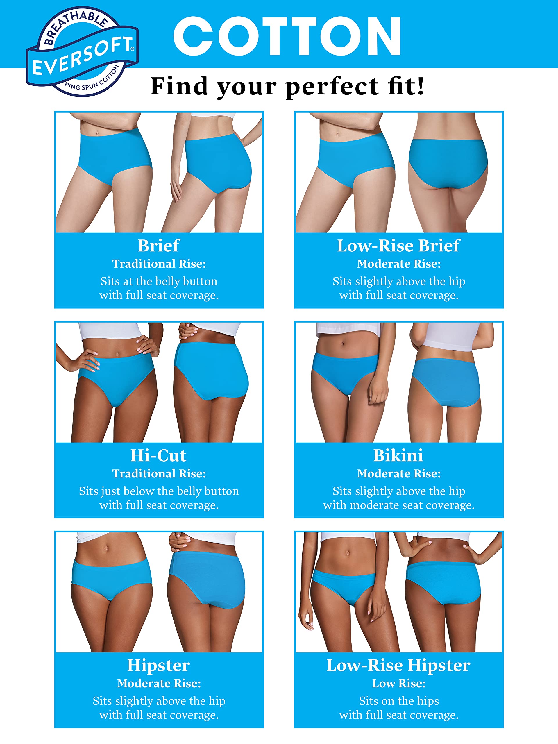 Fruit of the Loom Women's Eversoft Cotton Underwear Multipacks, Tag Free & Breathable, Available in Plus Size