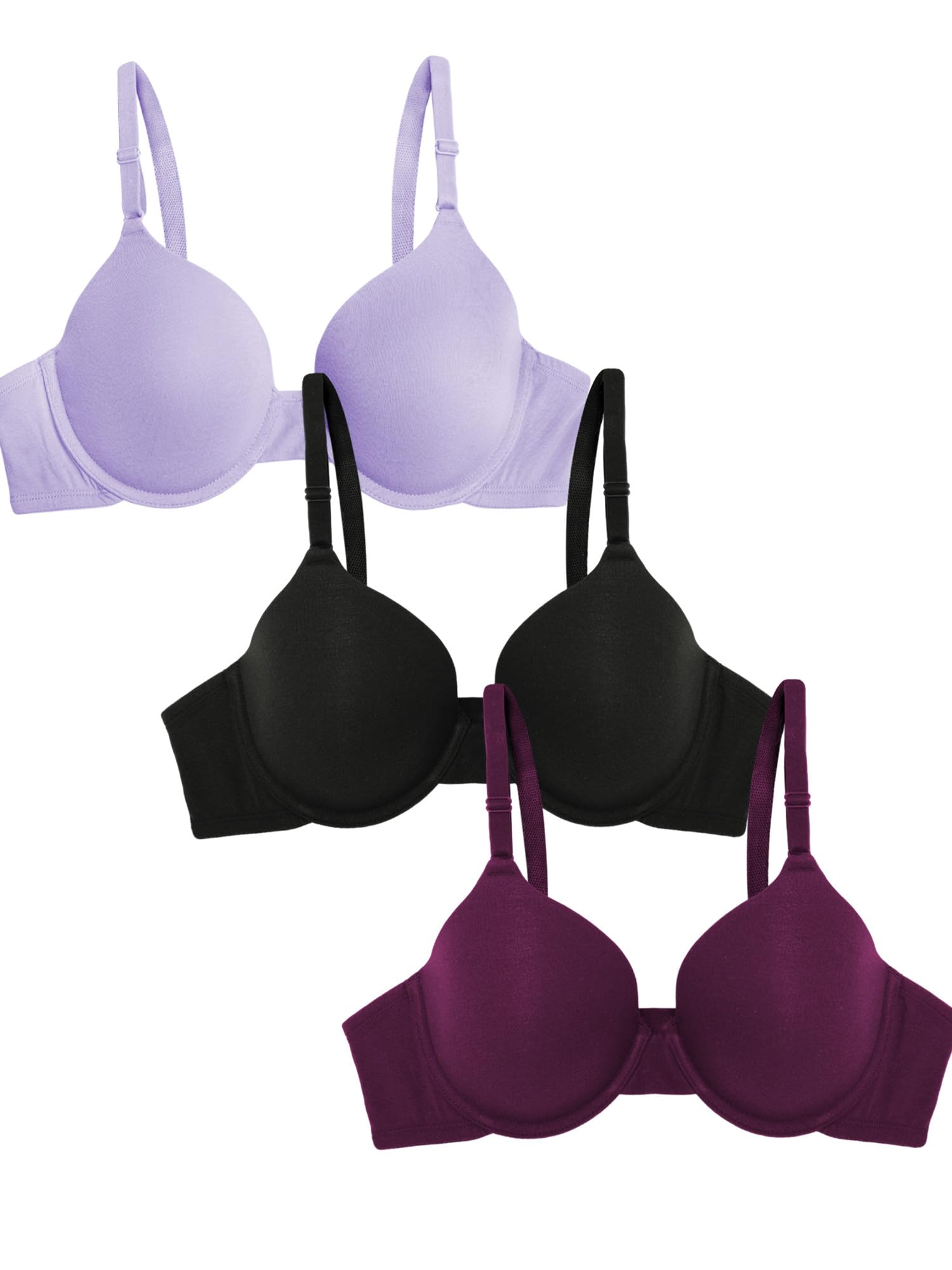 Fruit of the Loom Women's Smooth Cotton T-Shirt Bra Pack - Ultra-Soft, Flexible, and Invisible Under Tees
