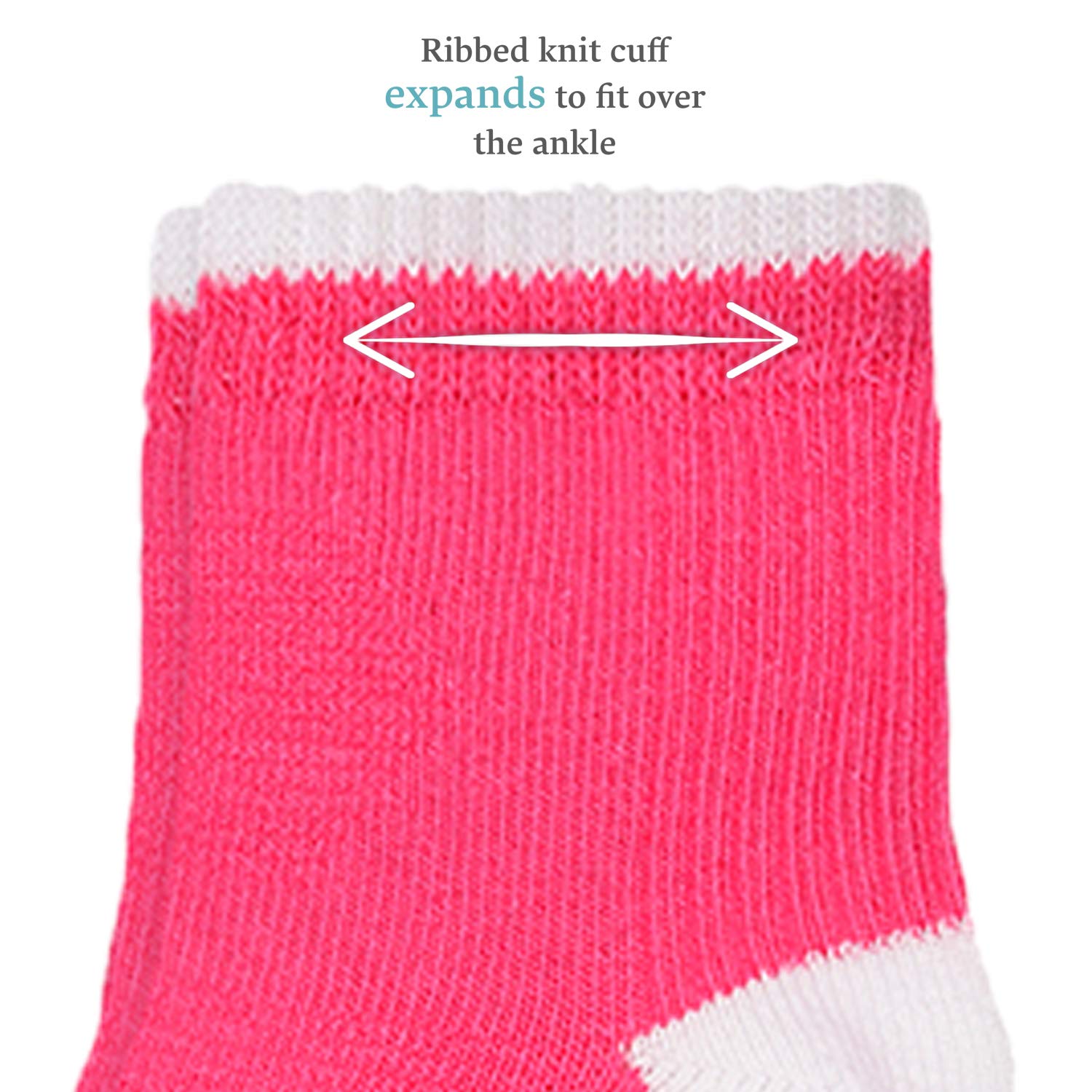 Fruit of the Loom Baby 14-Pack Grow & Fit Flex Zones Cotton Stretch Socks - Unisex, Girls, Boys