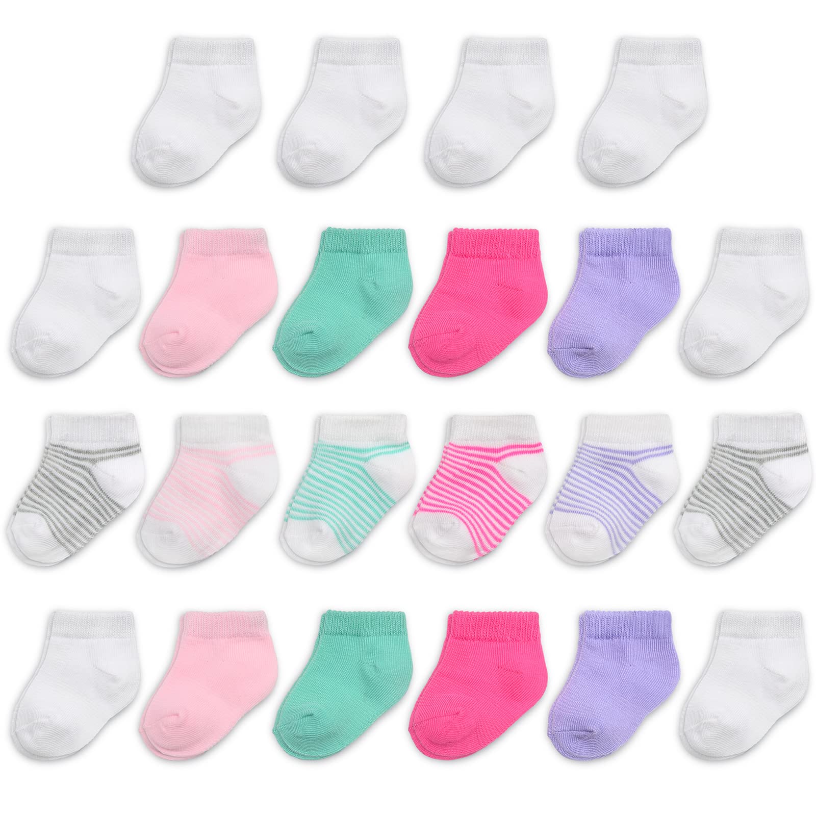 Fruit of the Loom Baby 22-Pack Grow & Fit Flex Zones Low Cut Stretch Socks - Unisex, Girls, Boys