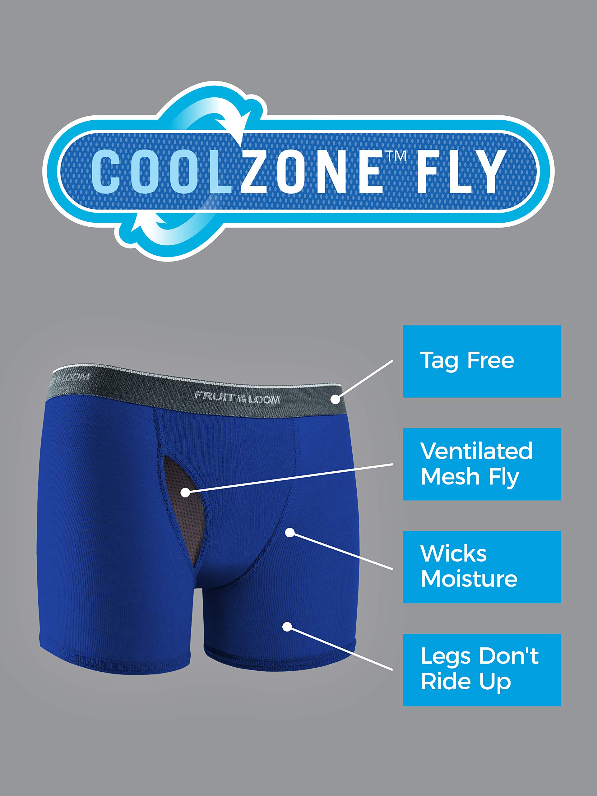 Fruit of the Loom Boys' Boxer Briefs with Coolzone Fly