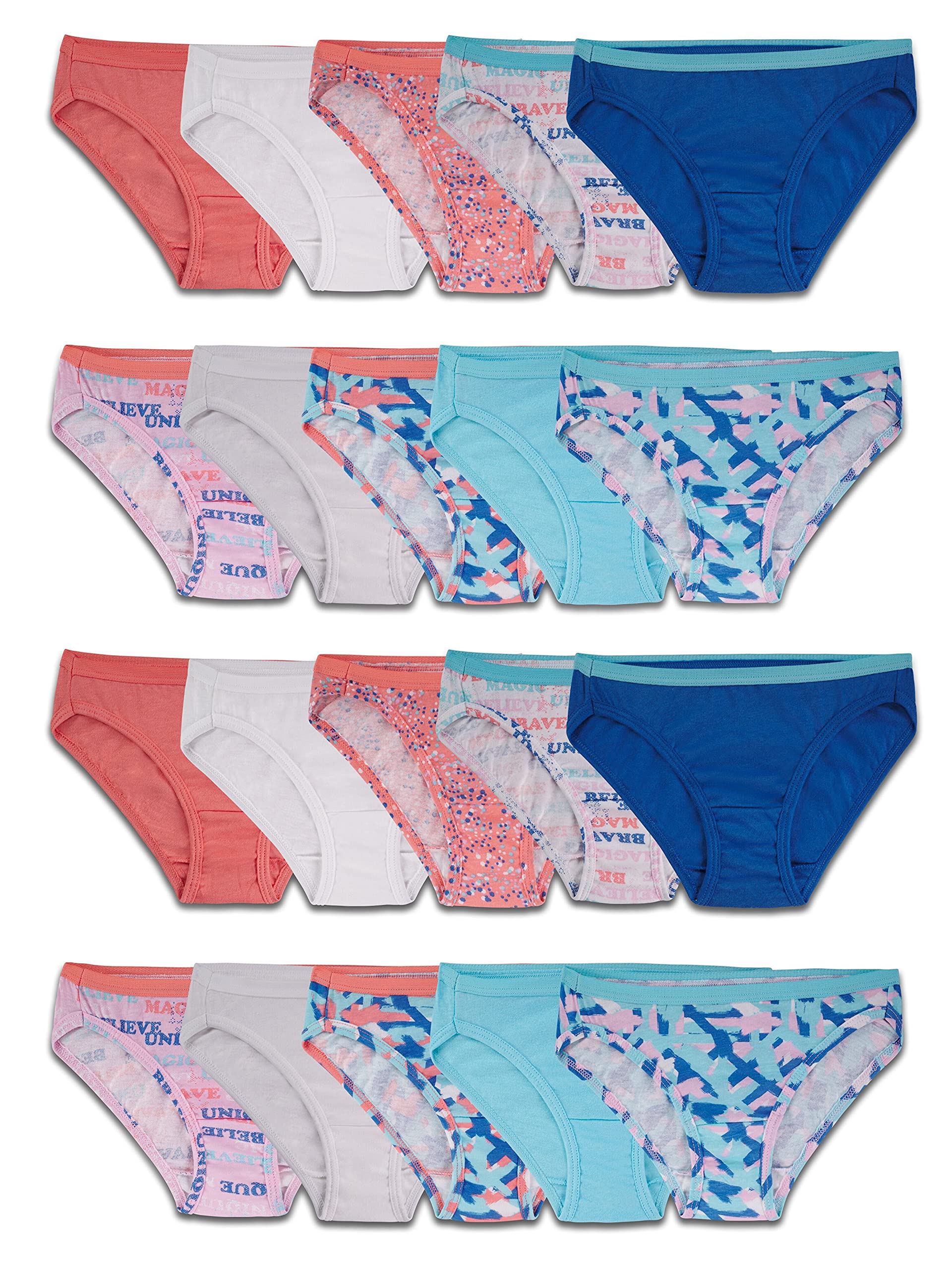 Fruit of the Loom Girls' Cotton Bikini Underwear Multipacks