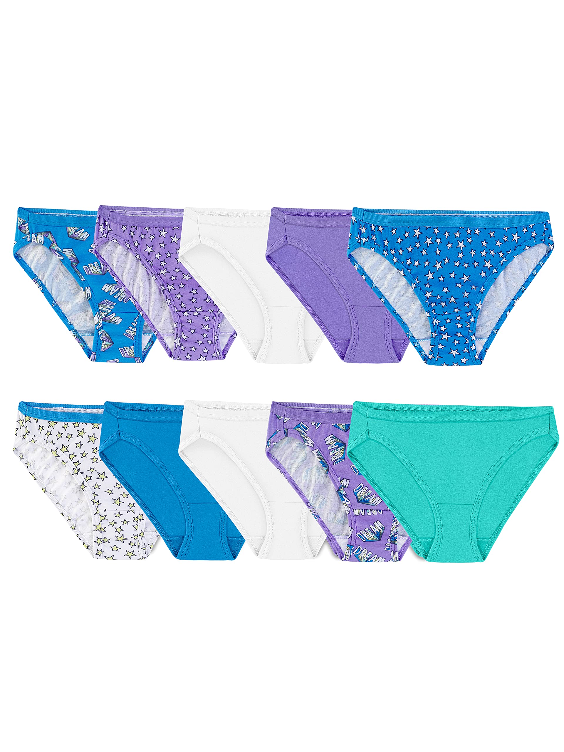 Fruit of the Loom Girls' Little Cotton Bikini Underwear Multipacks, 10 Pack-Fashion Assorted, 4