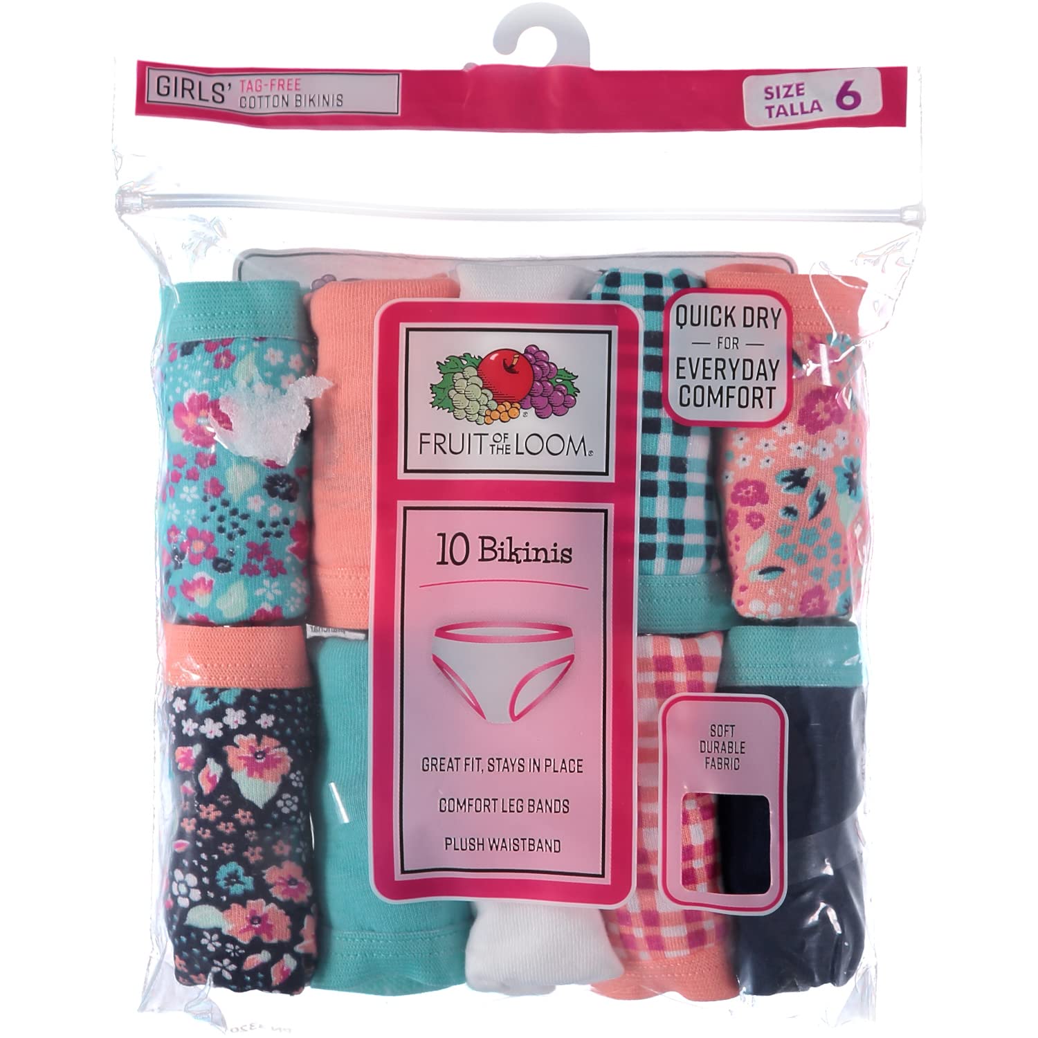 Fruit of the Loom Girls' Cotton Bikini Underwear