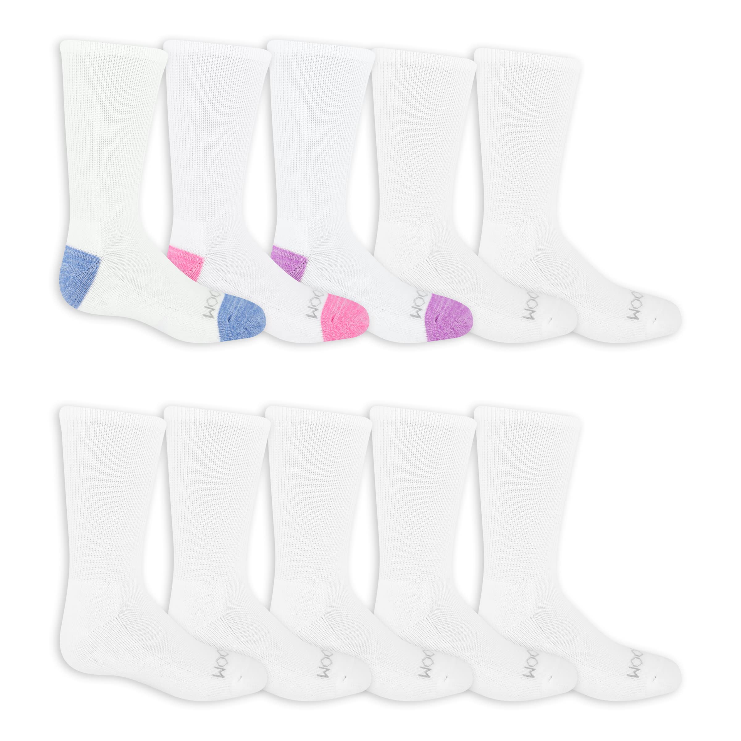Fruit of the Loom Girls' Everyday Active Sport Crew Socks (10 Pack)