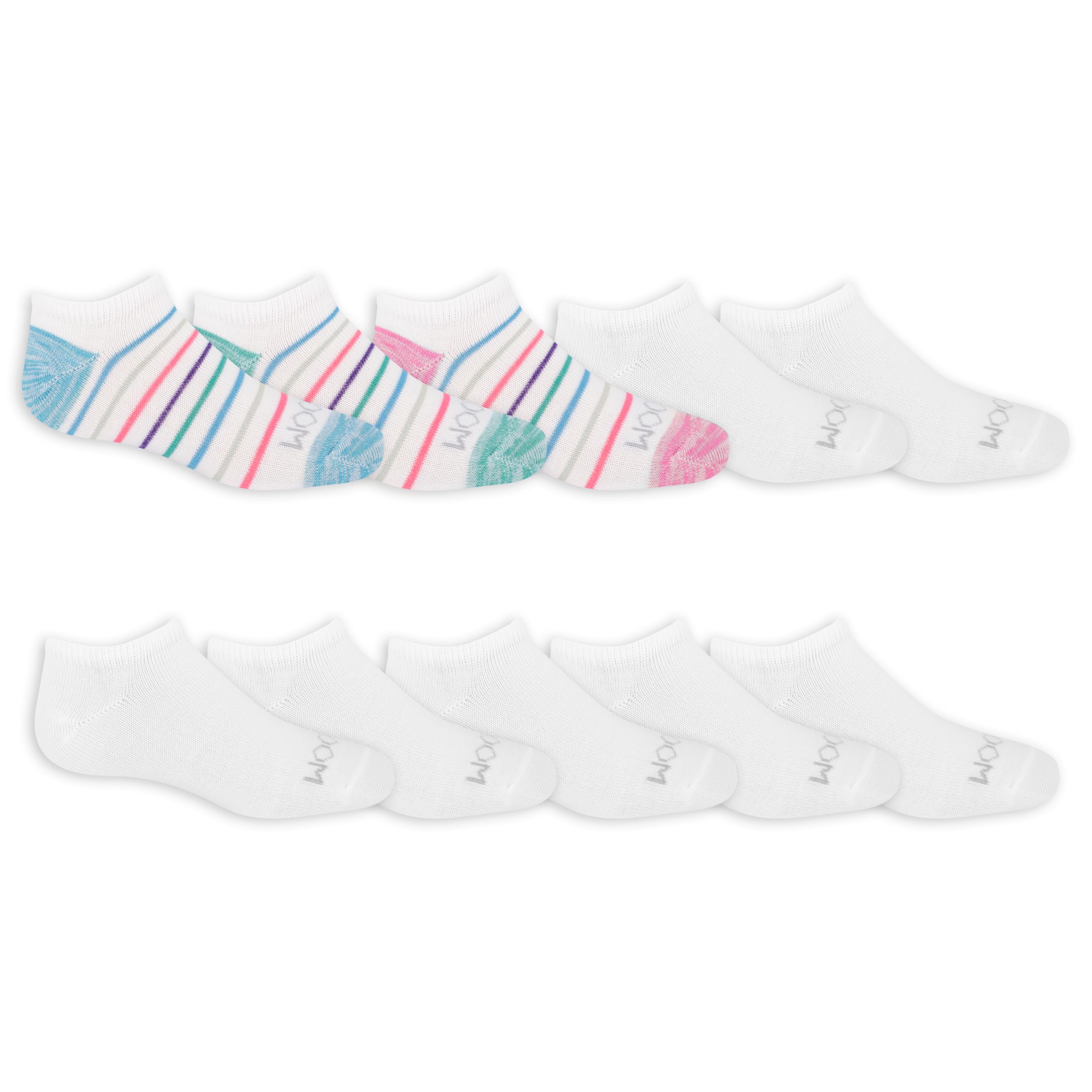 Fruit of the Loom Girls' Everyday No Show Socks (10 Pack)