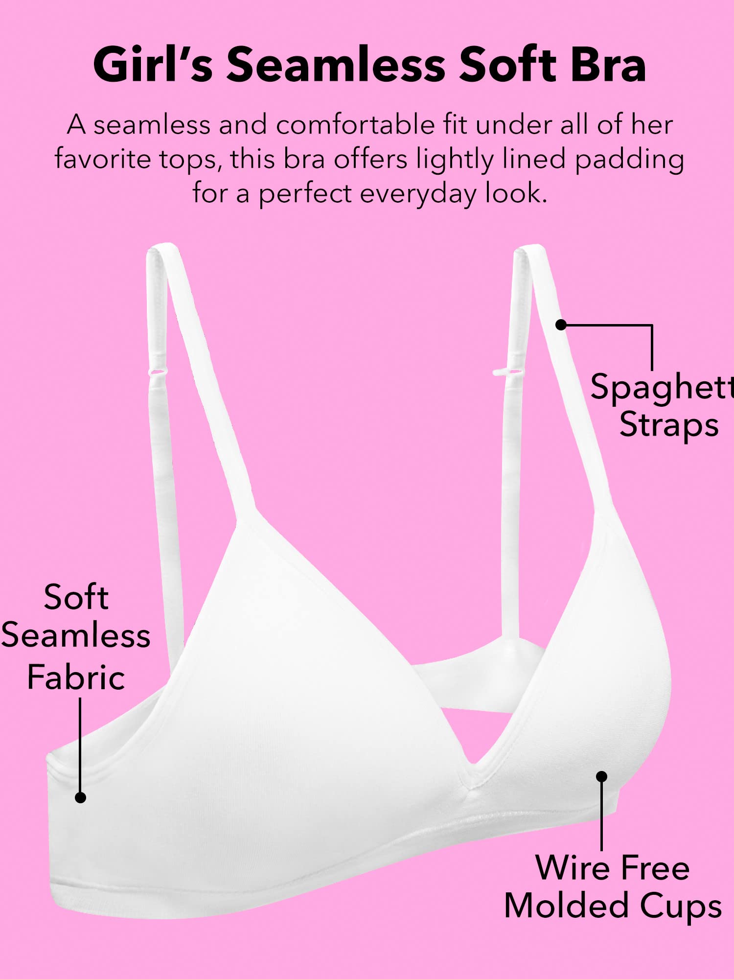 Fruit of the Loom Girls' Seamless Soft Cup Bra, 2-Pack