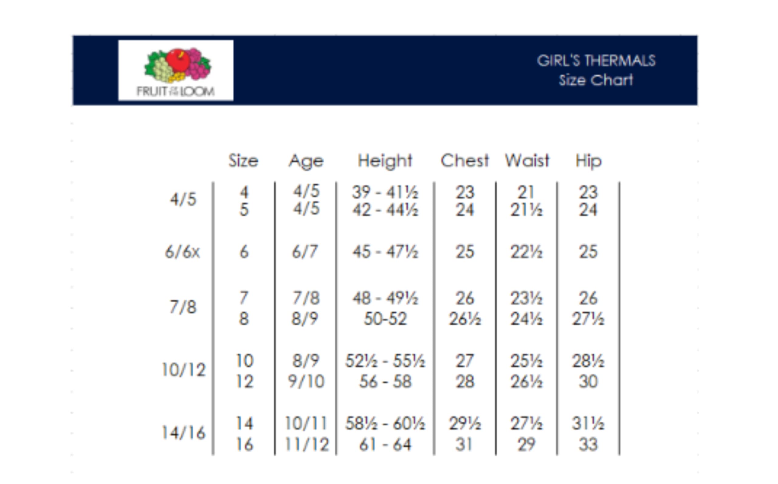 Fruit of the Loom Girls' Performance Baselayer Thermal Set