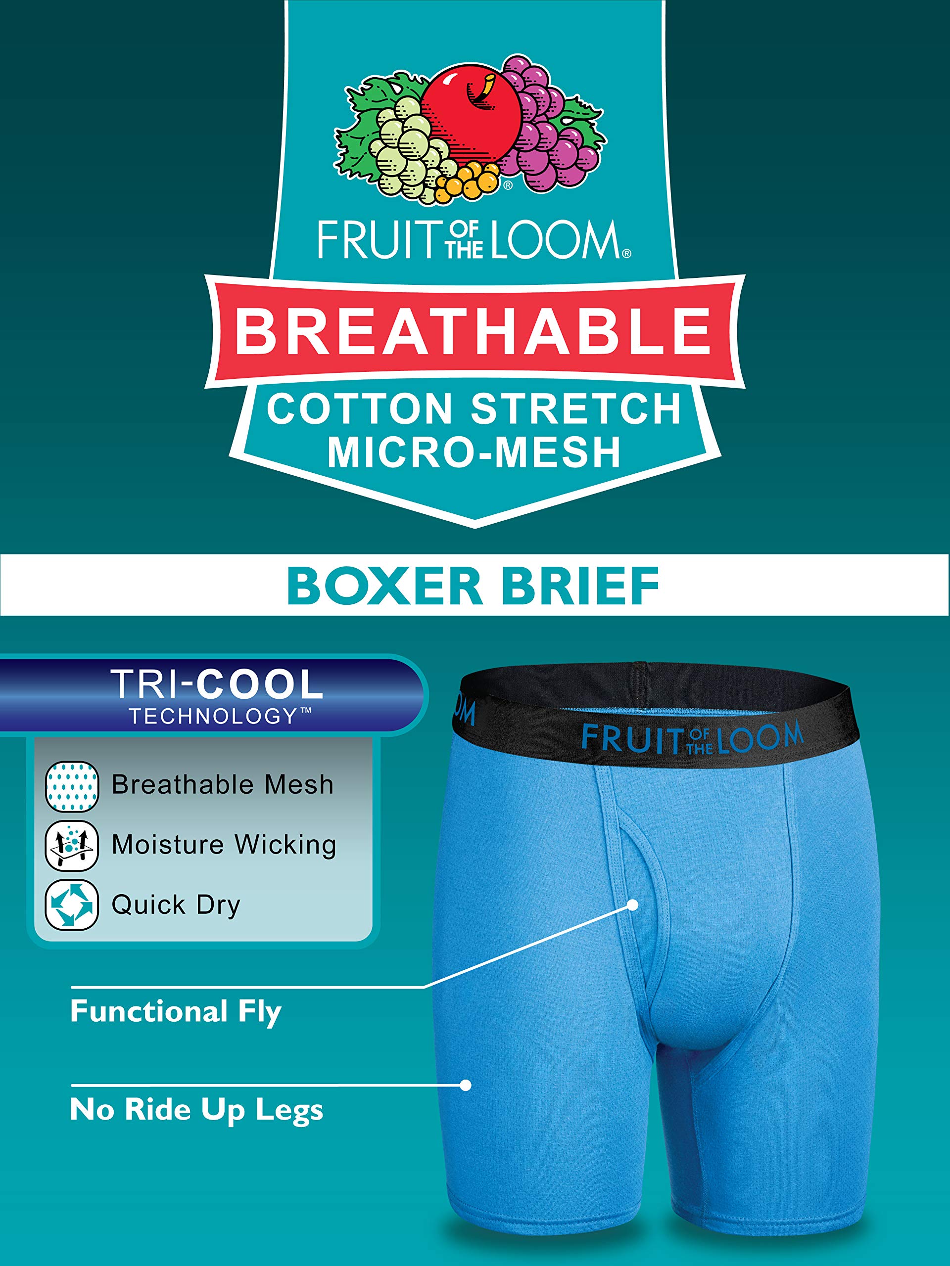 Fruit of the Loom Men's Premium Breathable Boxer Briefs (Regular & Big Man)