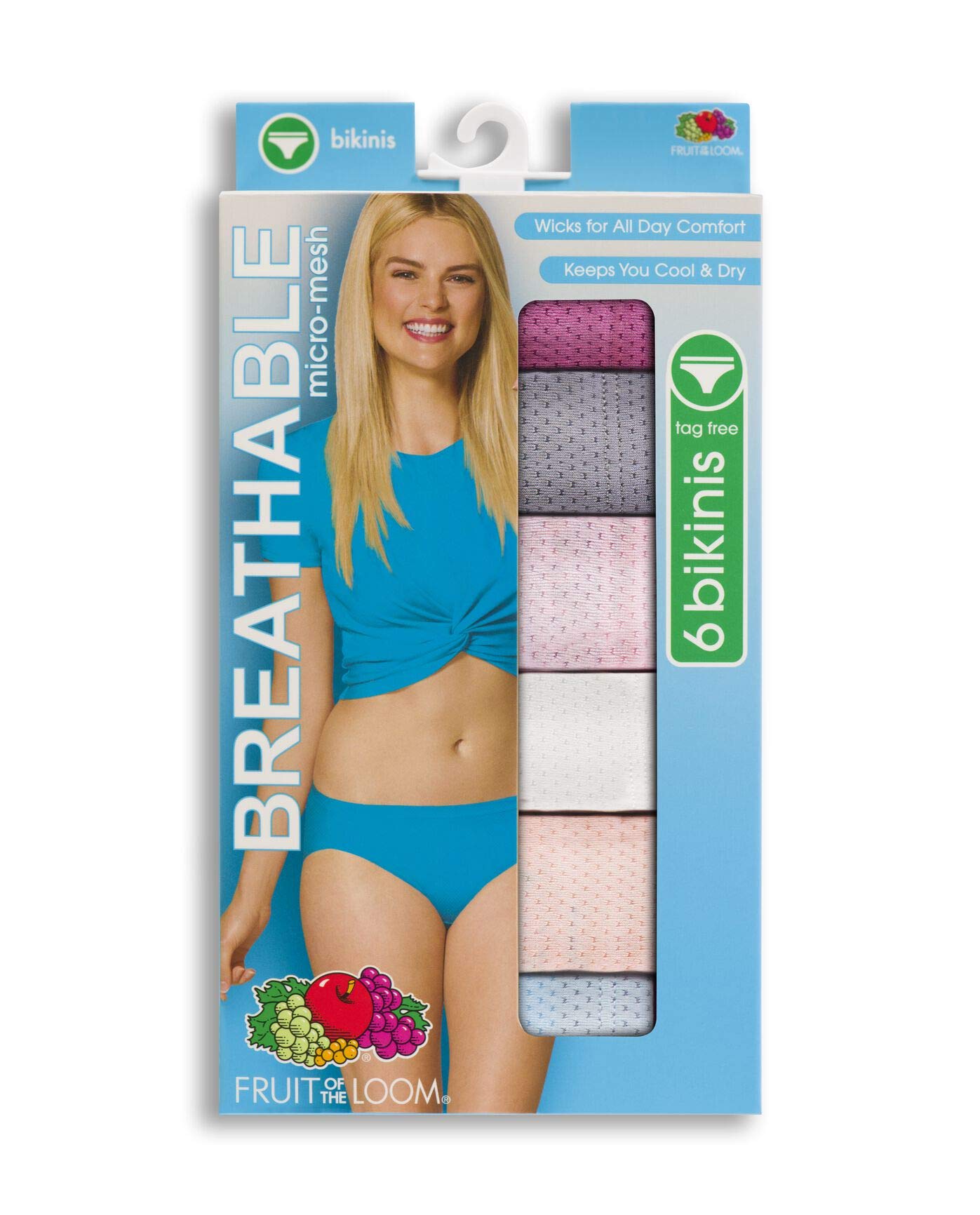 Fruit of the Loom Women's Breathable Underwear, Moisture Wicking Keeps You Cool & Comfortable, Available in Plus Size