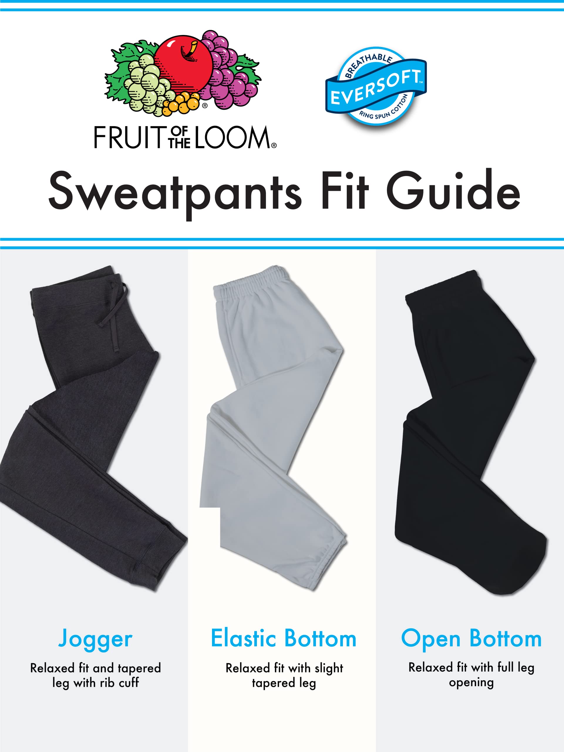 Fruit of the Loom Eversoft Fleece Joggers with Pockets, Relaxed Fit, Moisture Wicking, Breathable, Tapered Sweatpants
