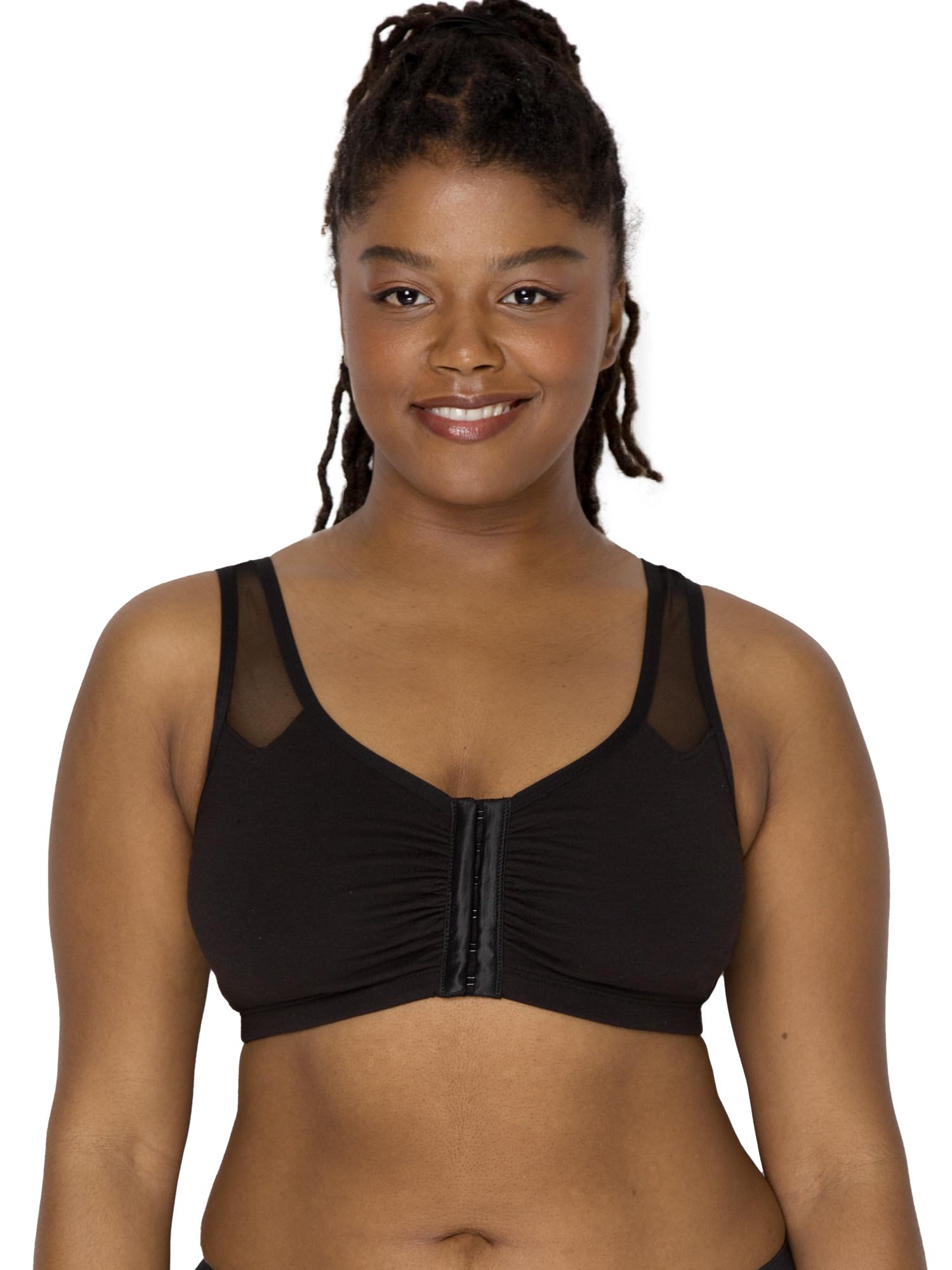 Fruit of the Loom Women's Comfort Front Close Sport Bra with Mesh Straps