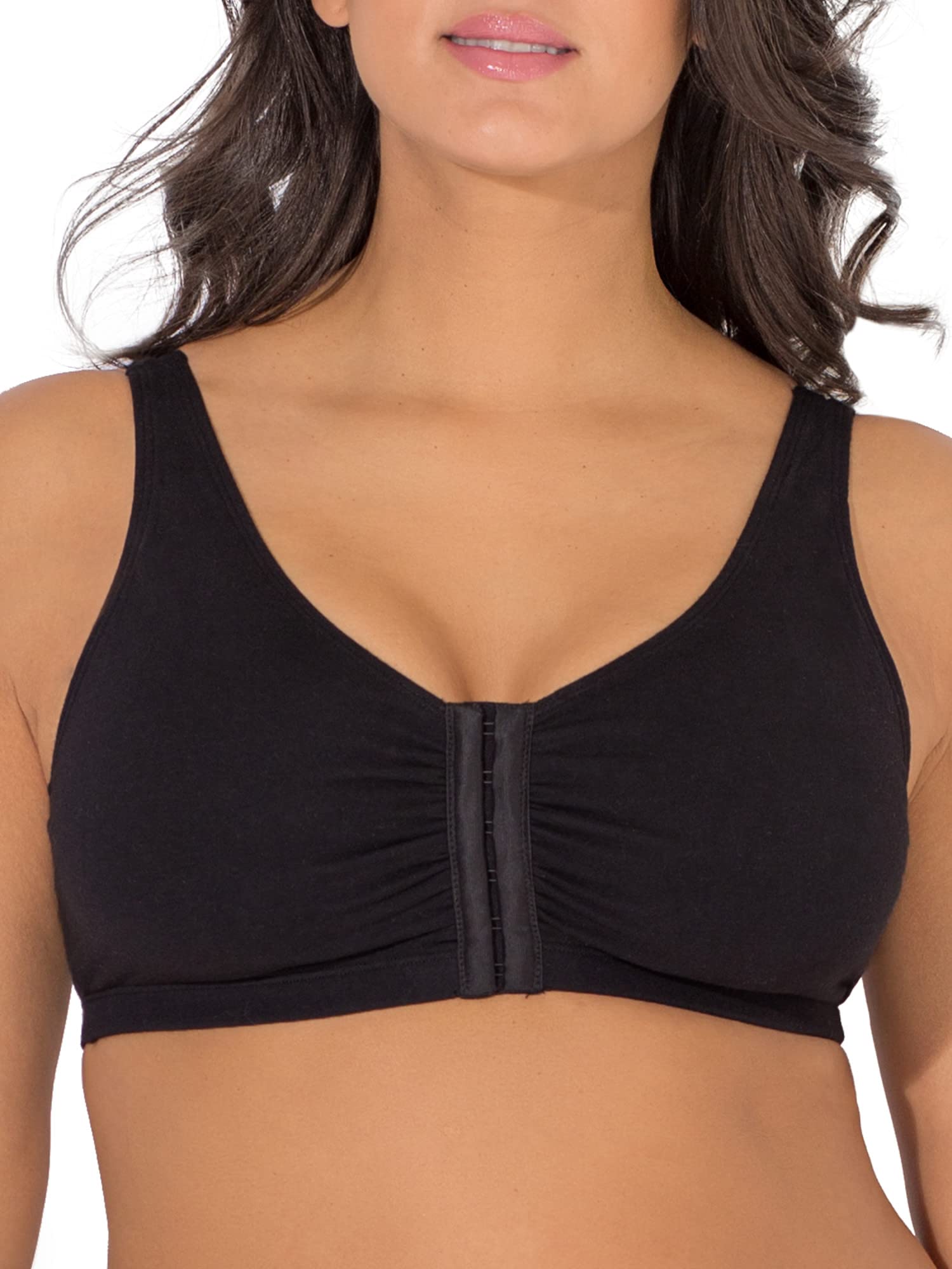Fruit of the Loom Women's Front Close Sports Bra - Cotton Blend, Easy Fit & Built-up Support