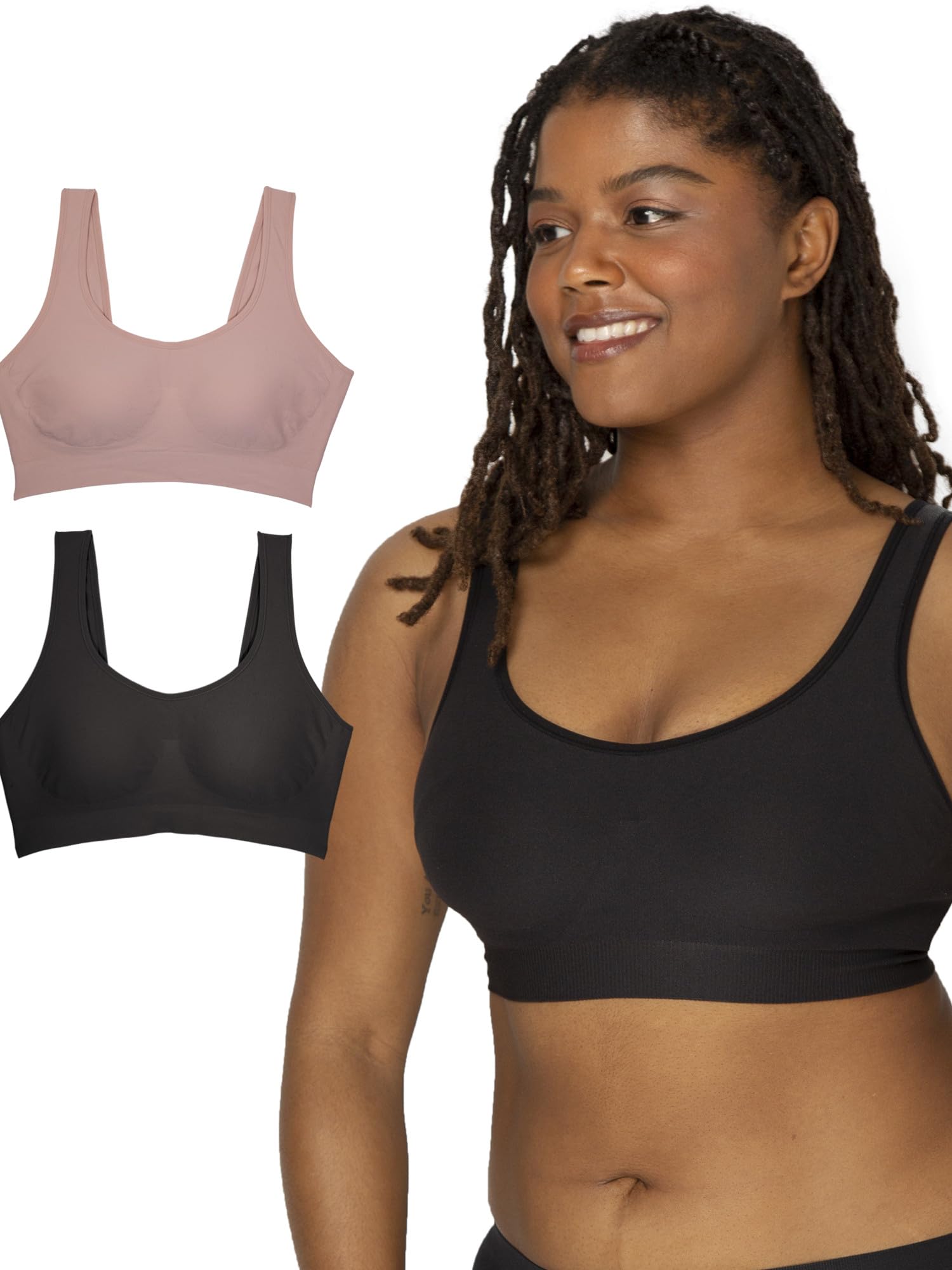 Fruit of the Loom Women's Wireless Full Coverage Bra Pack w/ Built In Pads - Smooth, Supportive & All-Day Comfort Fit
