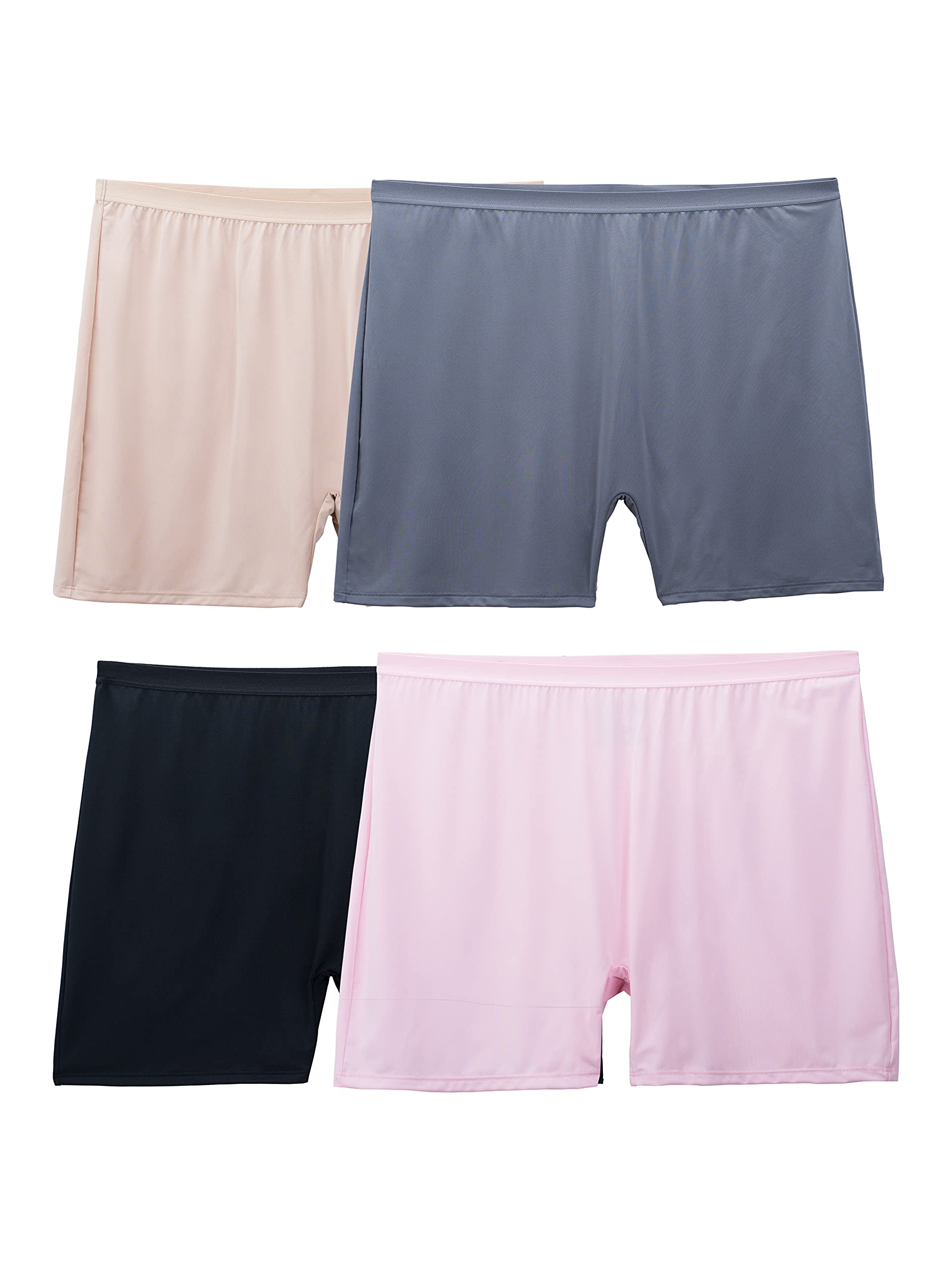 Fruit of the Loom Women's Boxer Briefs with Stretch, Mid Thigh Length Boy Shorts, Available in Plus Size