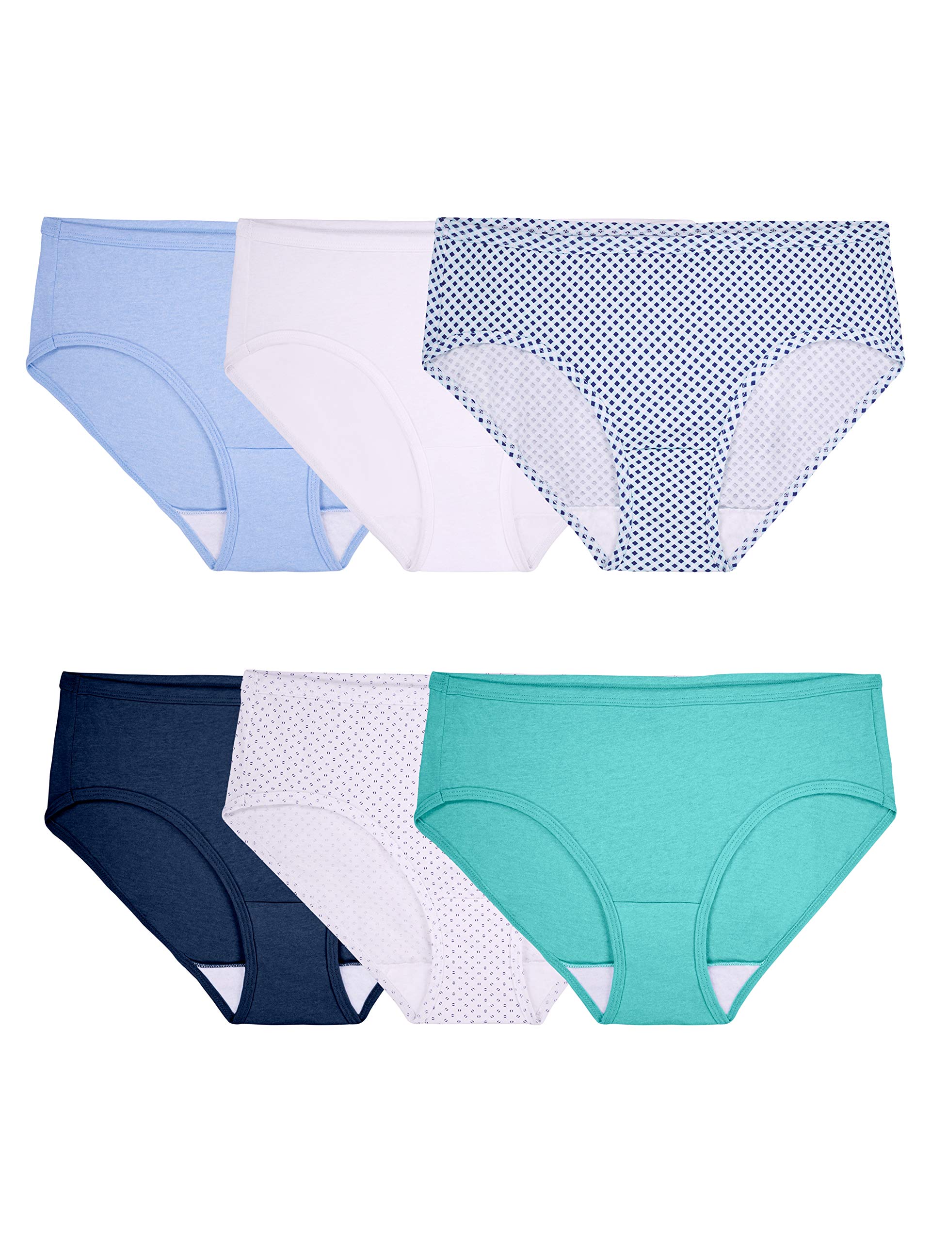 Fruit of the Loom womens Tag Free Cotton (Regular & Plus Size) Hipster Panties, Hipster - 6 Pack Covered Waistband, 7 US