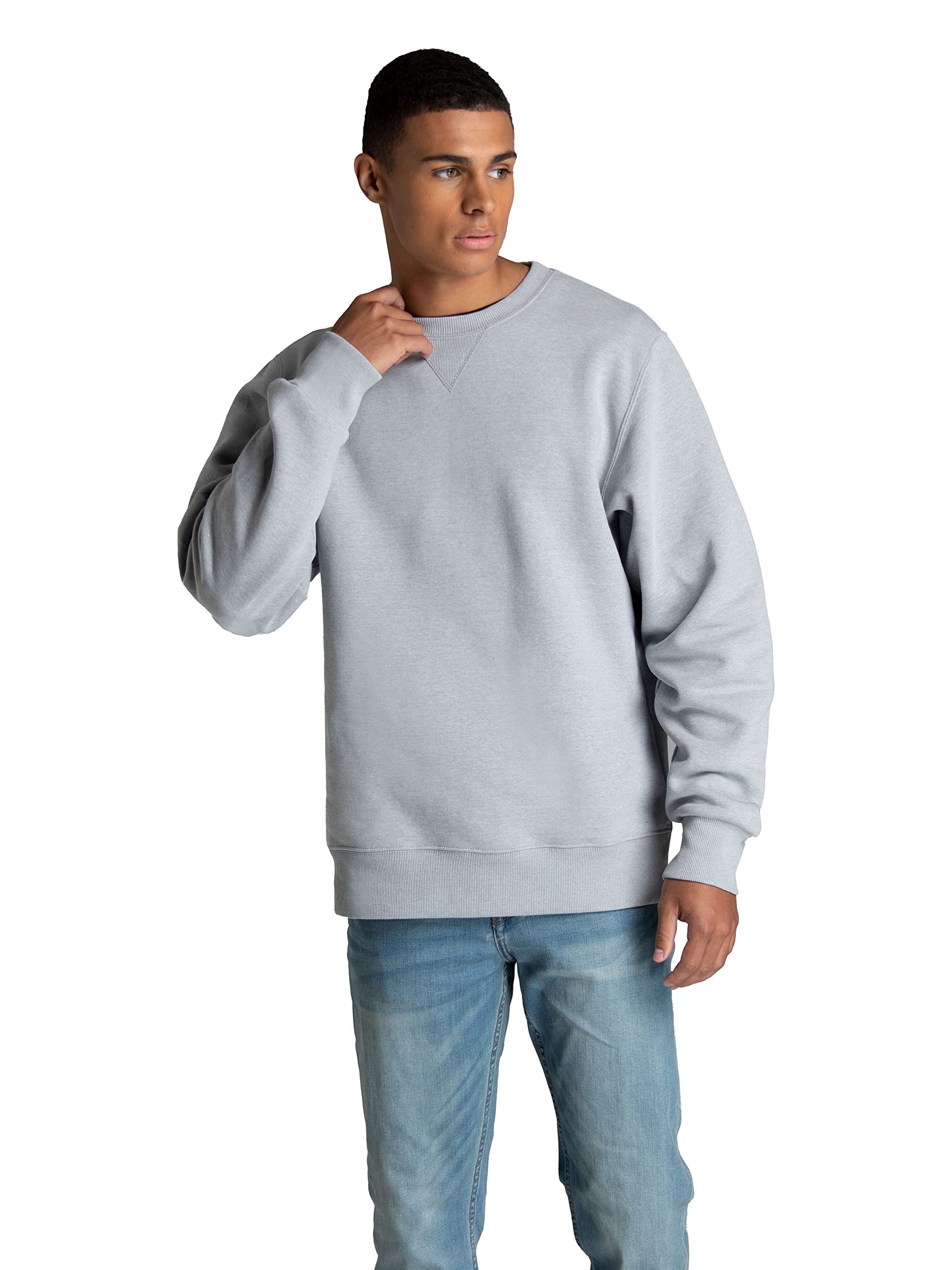 Fruit of the Loom Men's Crafted Comfort Fleece Crewneck Sweatshirts & Pullover Hoodies, Super Soft Cotton Blend, Sizes S-2X, Grey Heather, Medium