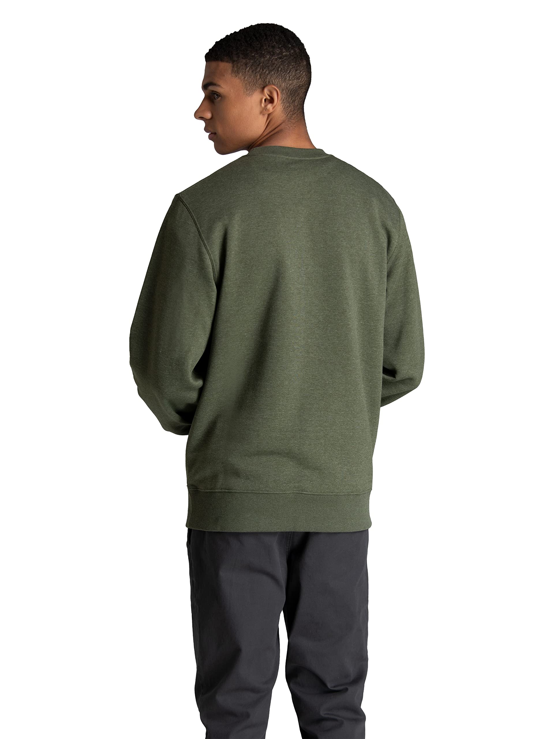Fruit of the Loom Men's Crafted Comfort Fleece Crewneck Sweatshirts & Pullover Hoodies, Super Soft Cotton Blend, Sizes S-2X, Military Green Heather, Medium