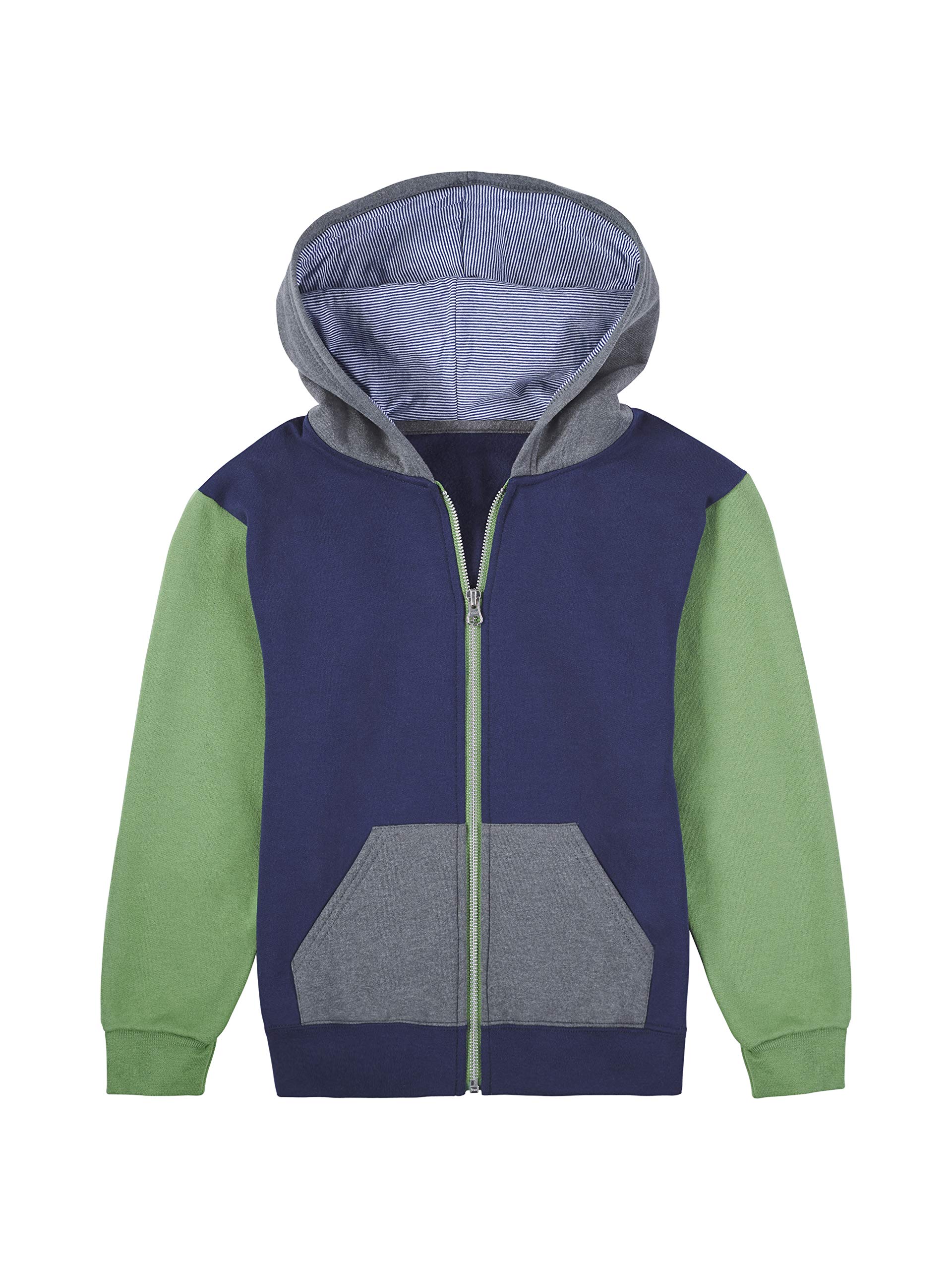 Fruit of the Loom boys Fleece Sweatshirts, Hoodies, Sweatpants & Joggers Shirt, Full Zip - Navy/Green, Small US