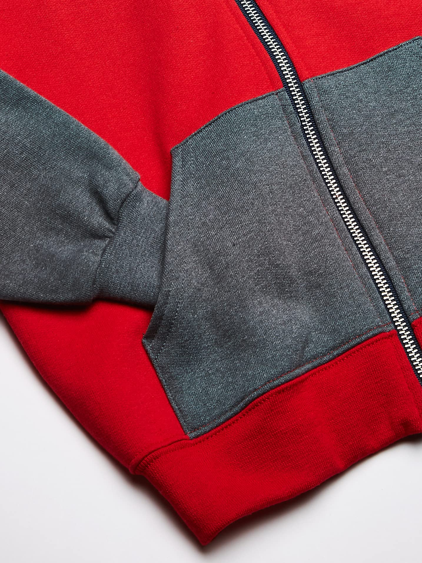Fruit of the Loom Boys' Fleece Full Zip Hoodie Sweatshirt, TRUE RED/CHARCOAL HEATHER/TIMES SQUARE NAVY STRIPE, Small