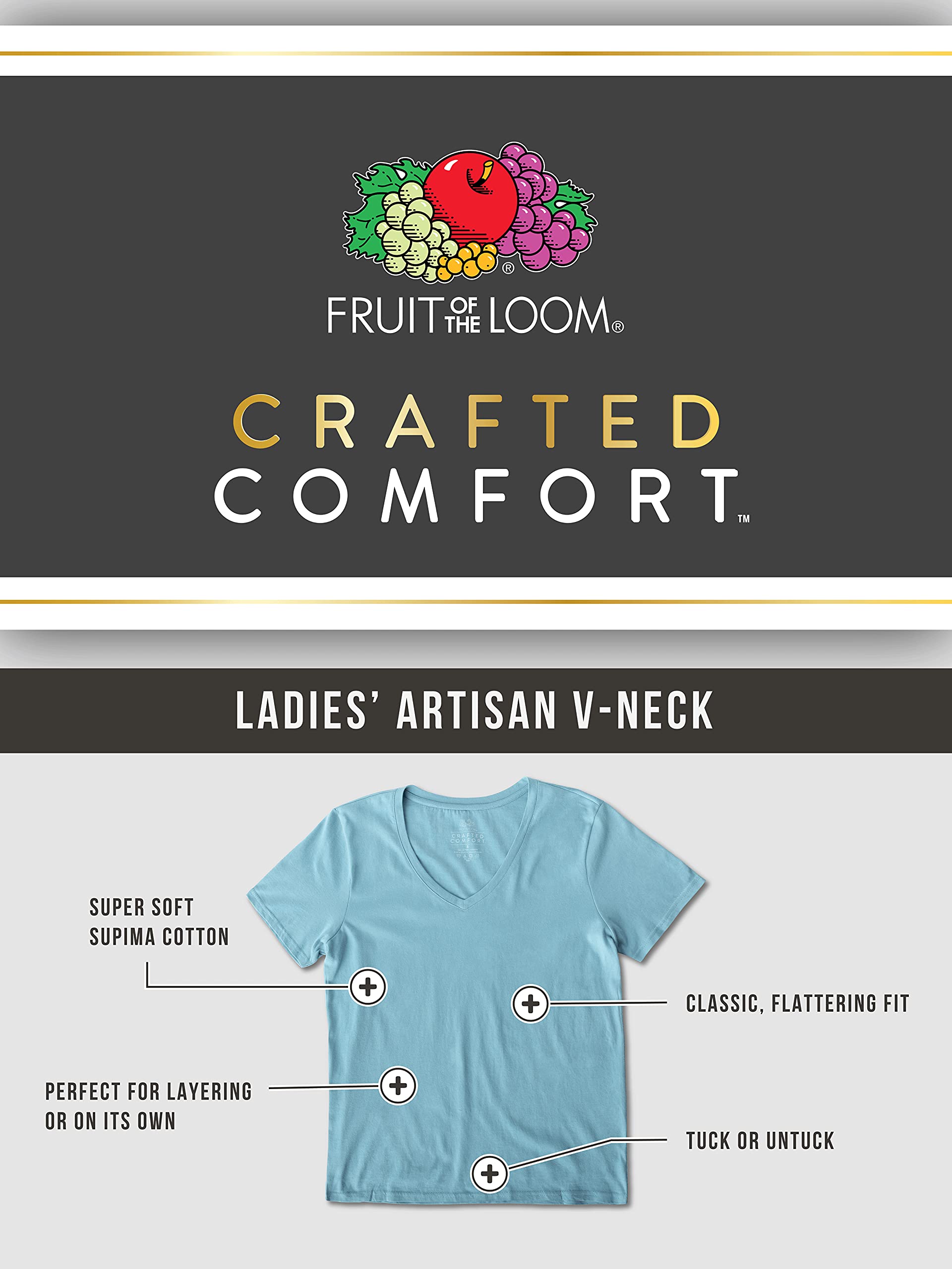 Fruit of the Loom Women’s Crafted Comfort™ Pima Cotton Short Sleeve T-shirts