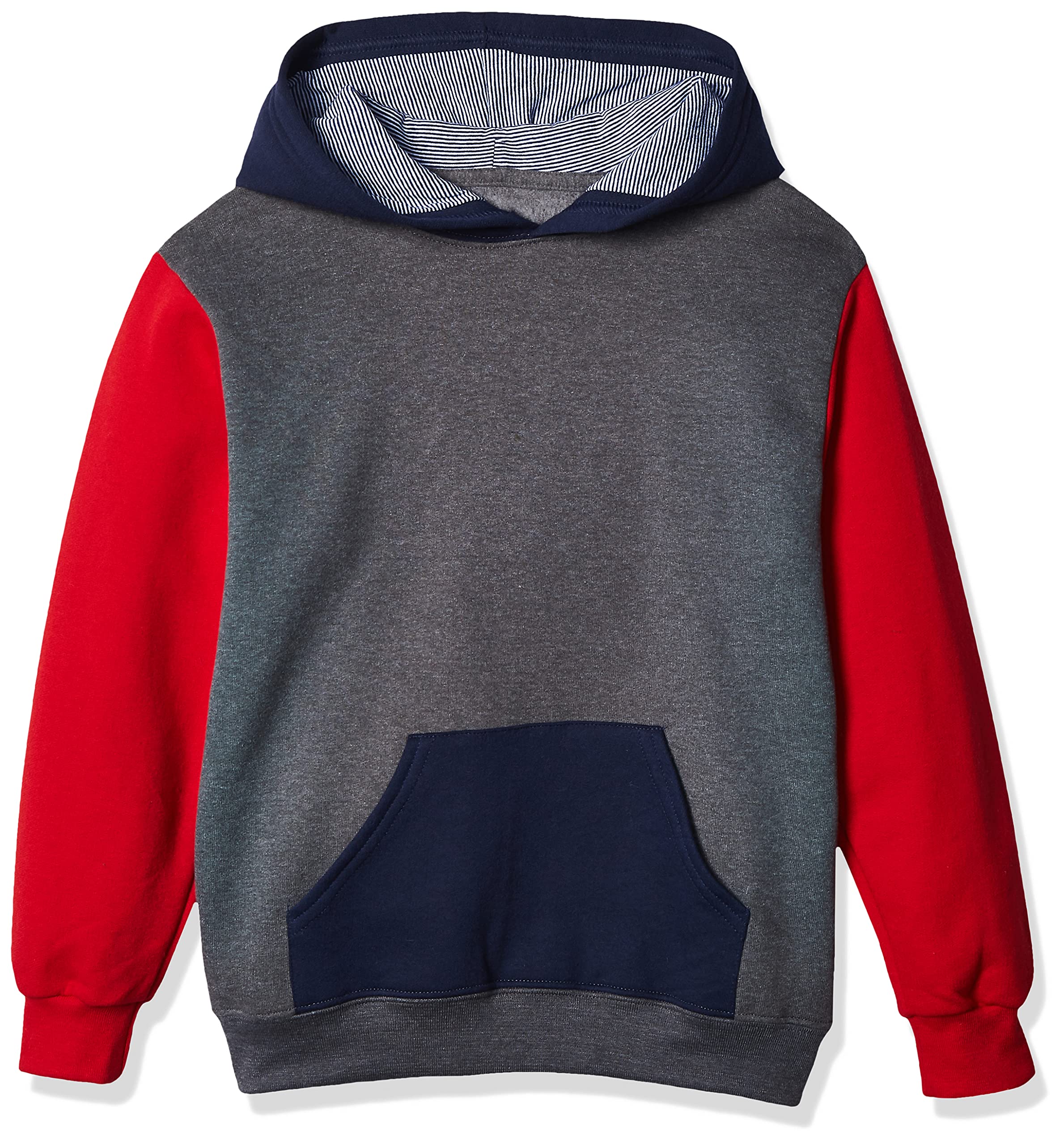 Fruit of the Loom boys Fleece Sweatshirts, Hoodies, Sweatpants & Joggers Shirt, Pullover - Charcoal Heather/True Red, Small US