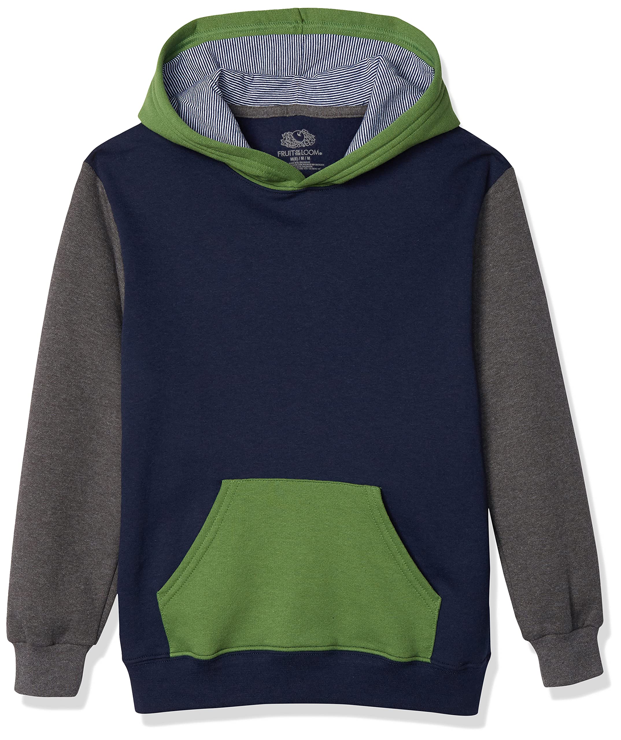 Fruit of the Loom boys Fleece Sweatshirts, Hoodies, Sweatpants & Joggers Shirt, Pullover - Navy/Charcoal, Small US