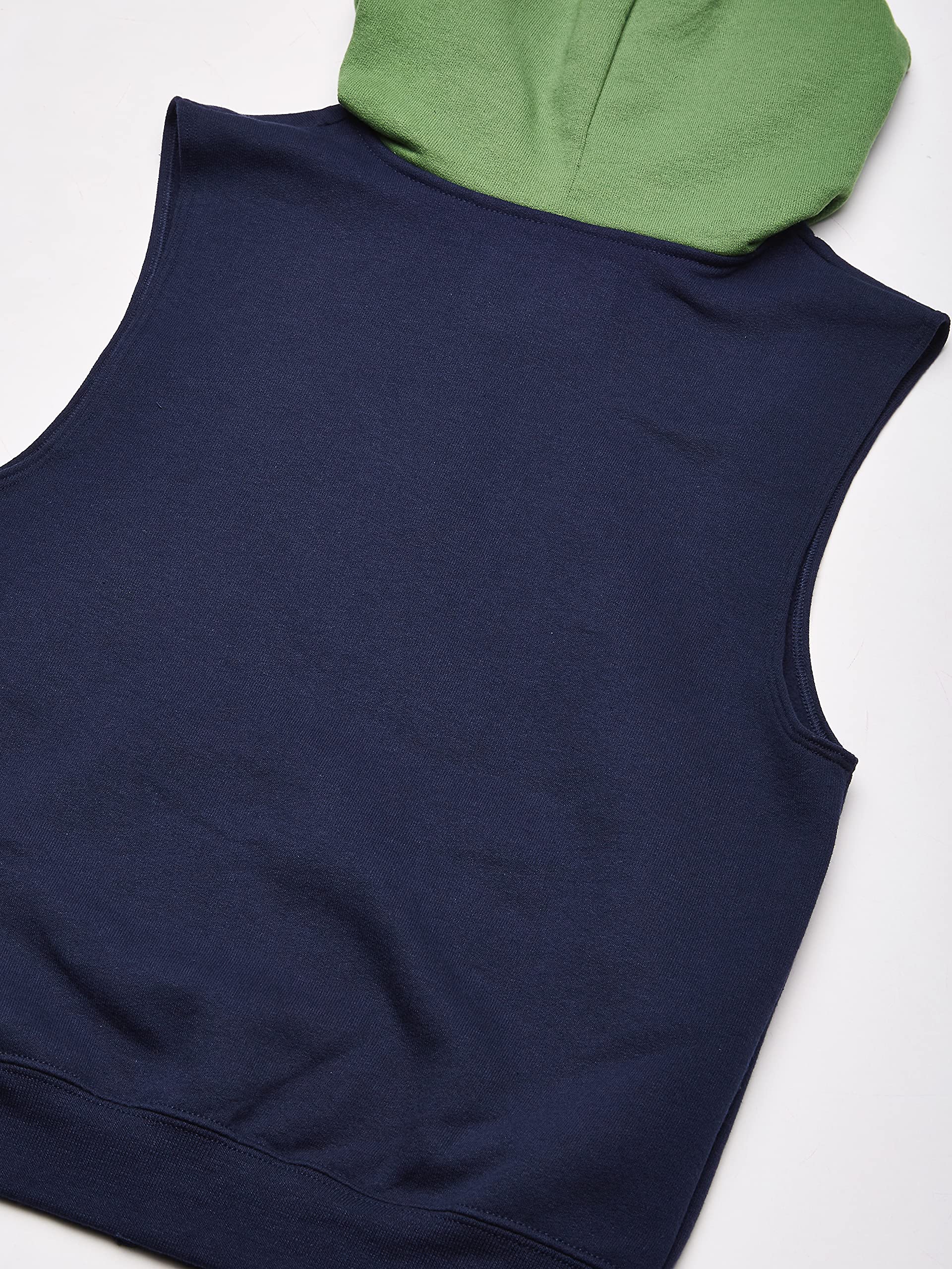 Fruit of the Loom Boys' Fleece Full Zip Sleeveless Vest, Ghost Navy/Gametime Green/Charcoal Heather, Small