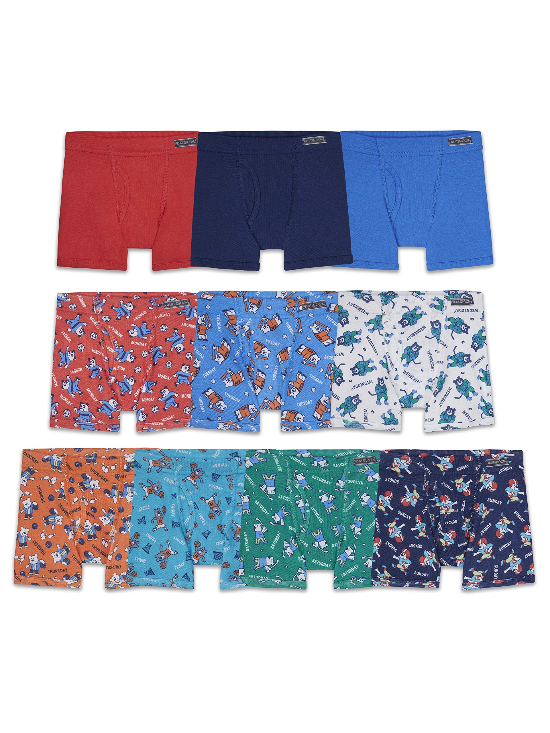Fruit of the Loom Boys' and Toddler Boxer Briefs, Tag Free & Breathable Underwear, Assorted Color Multipacks