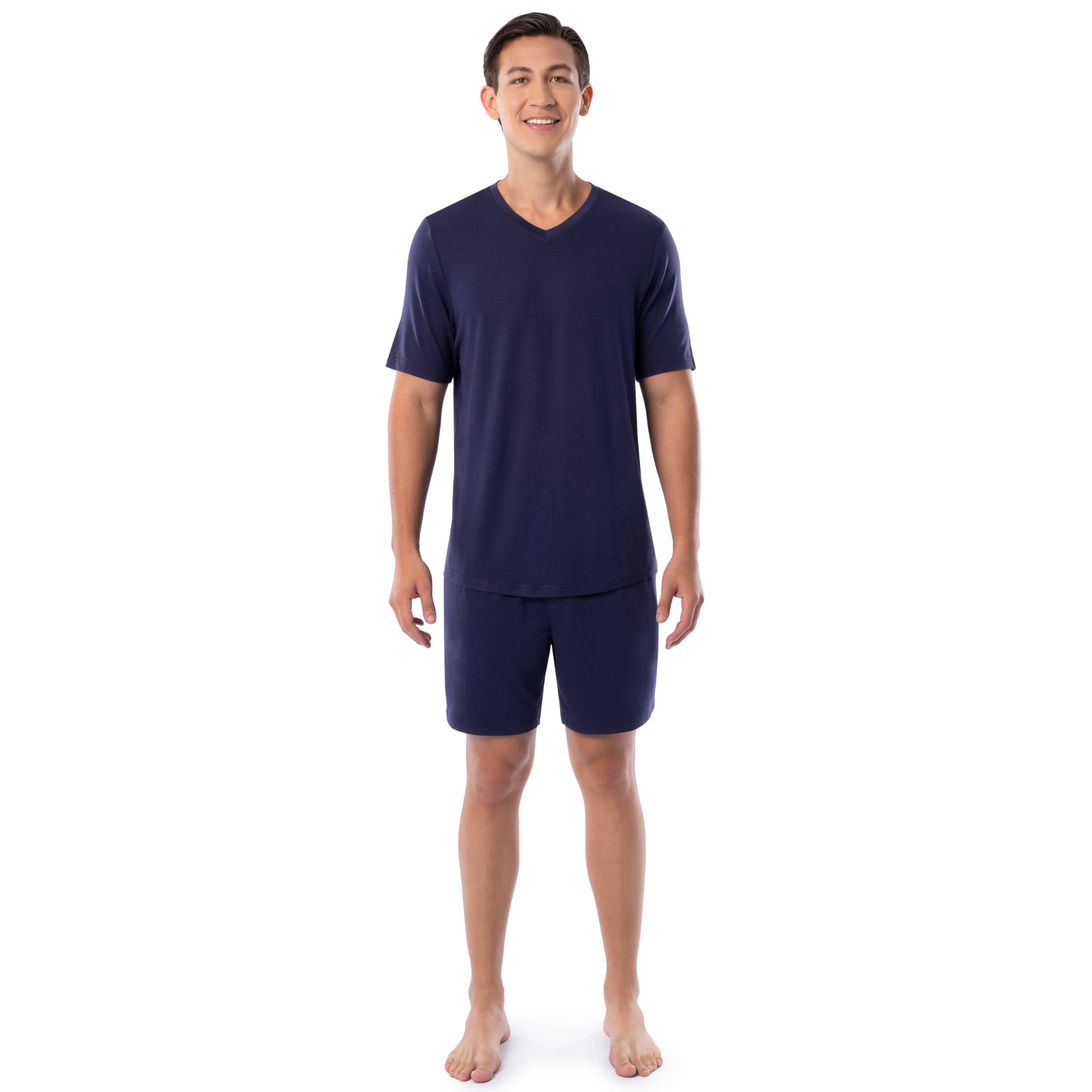 Fruit of the Loom mens 360 Stretch Short Sleeve V-neck Top and Short Sleep Pajama Set