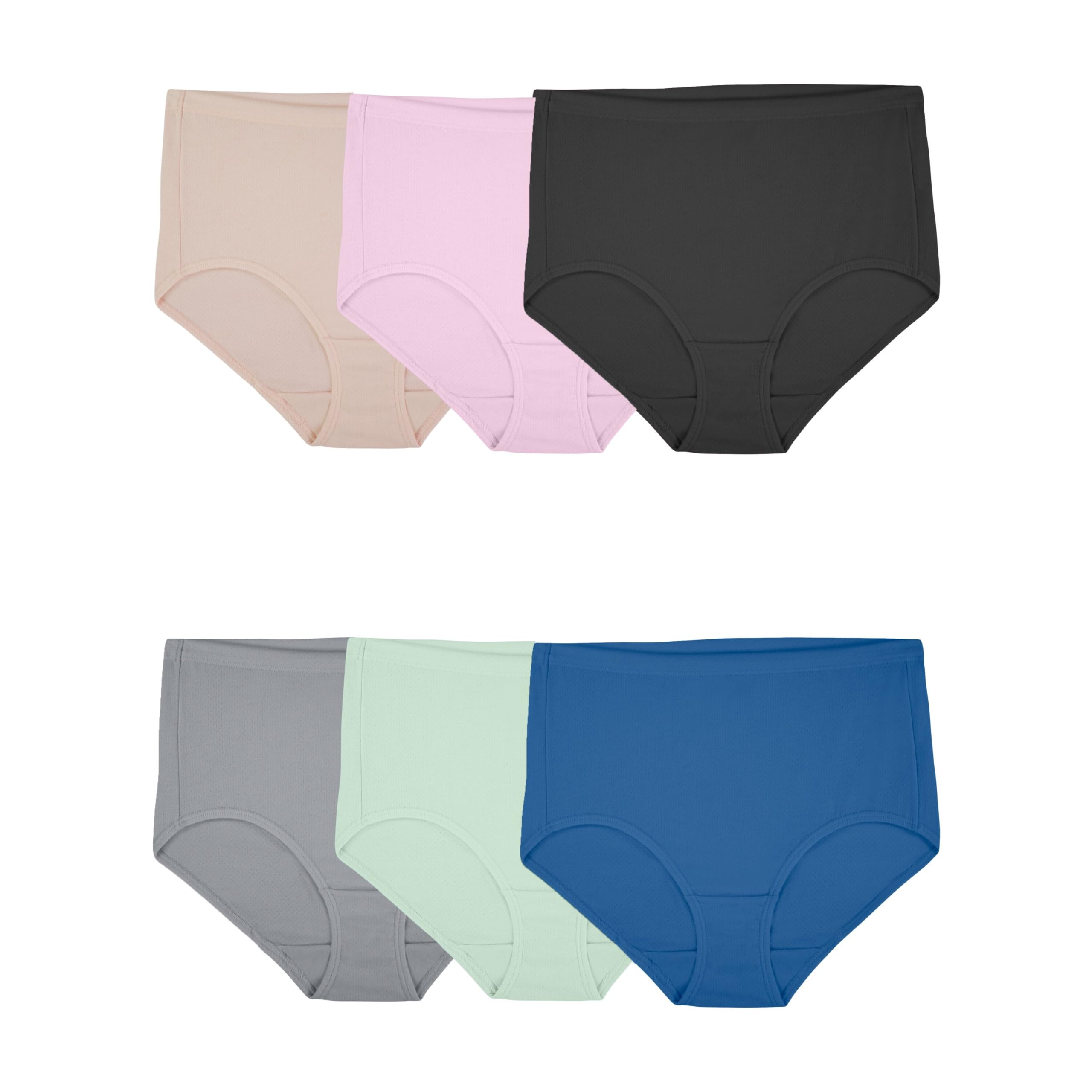 Fruit of the Loom Women's Breathable Underwear, Moisture Wicking Keeps You Cool & Comfortable, Available in Plus Size