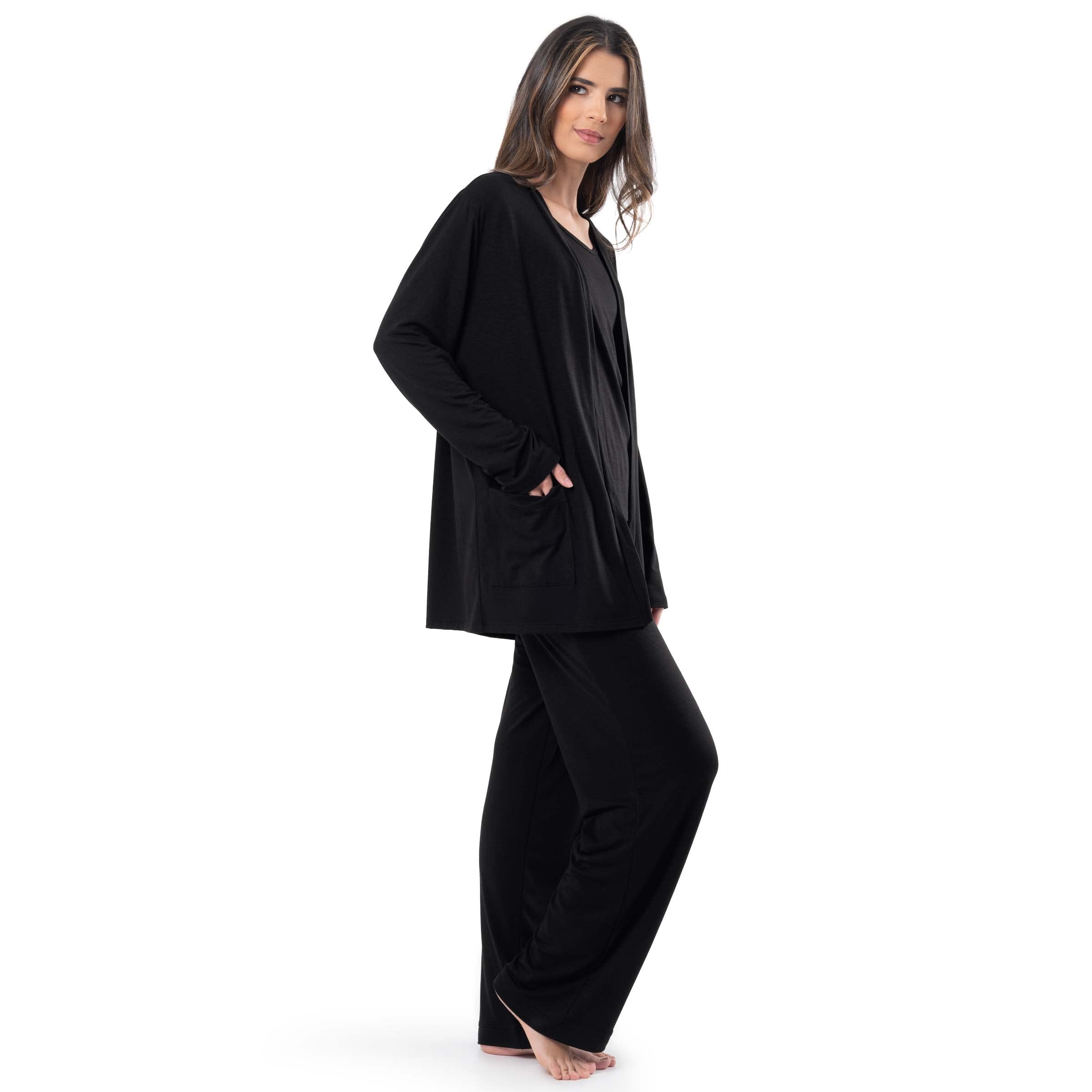 Fruit of the Loom womens Breathable Tank Top, Pant, and Cardigan Sleep Set