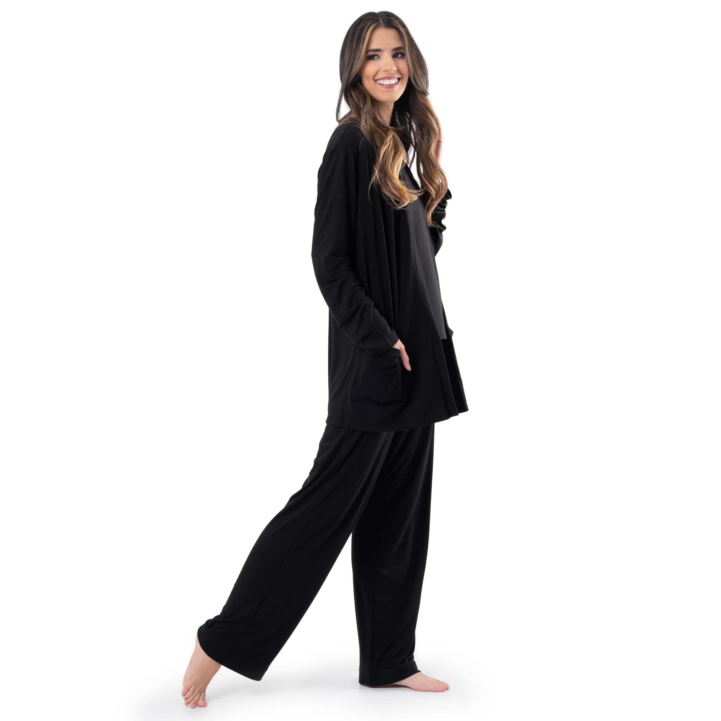 Fruit of the Loom womens Breathable Tank Top, Pant, and Cardigan Sleep Set